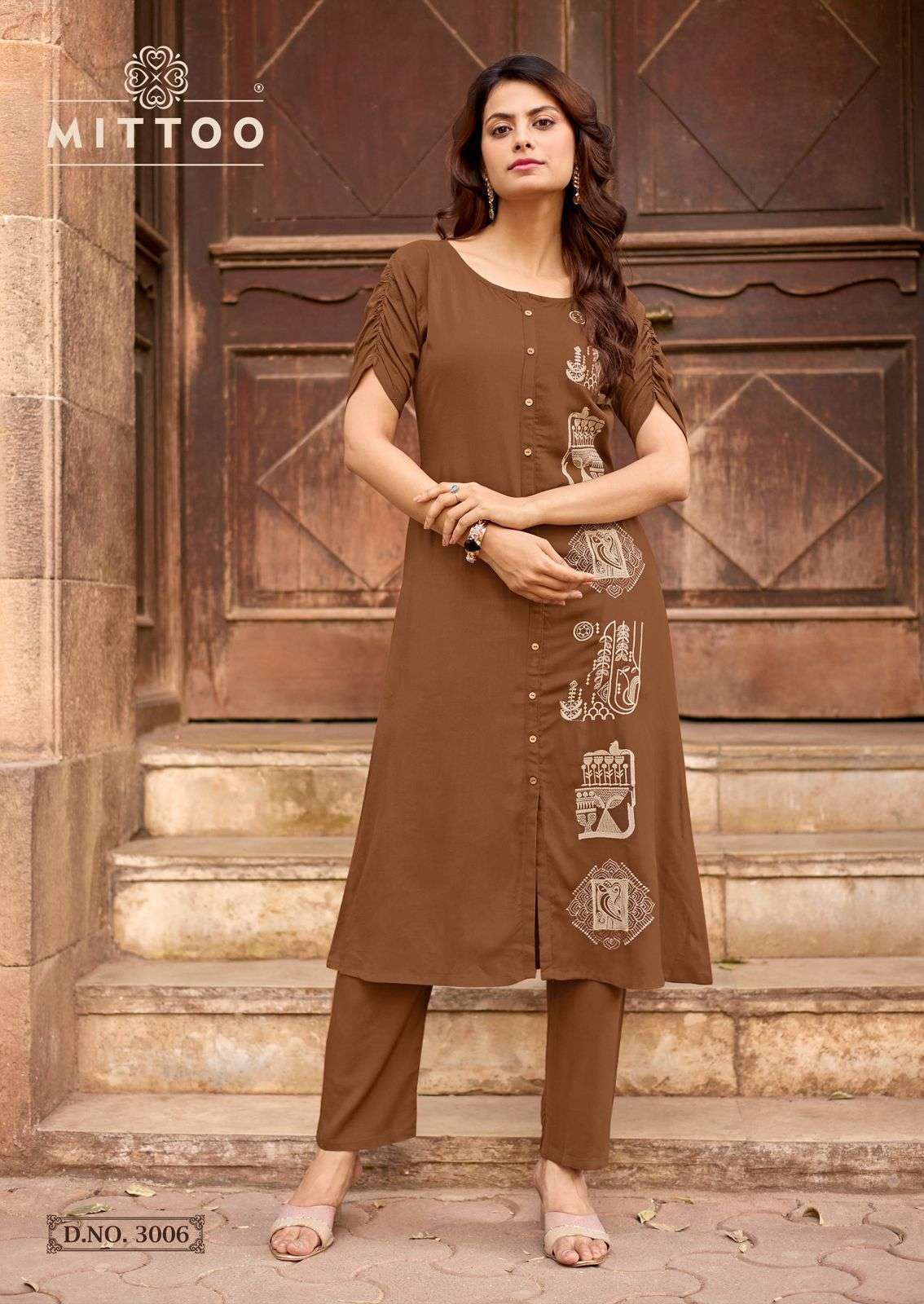MITTOO BAAWRI RAYON FANCY WORKS LADIES KURTI WITH BOTTOM PAIR 