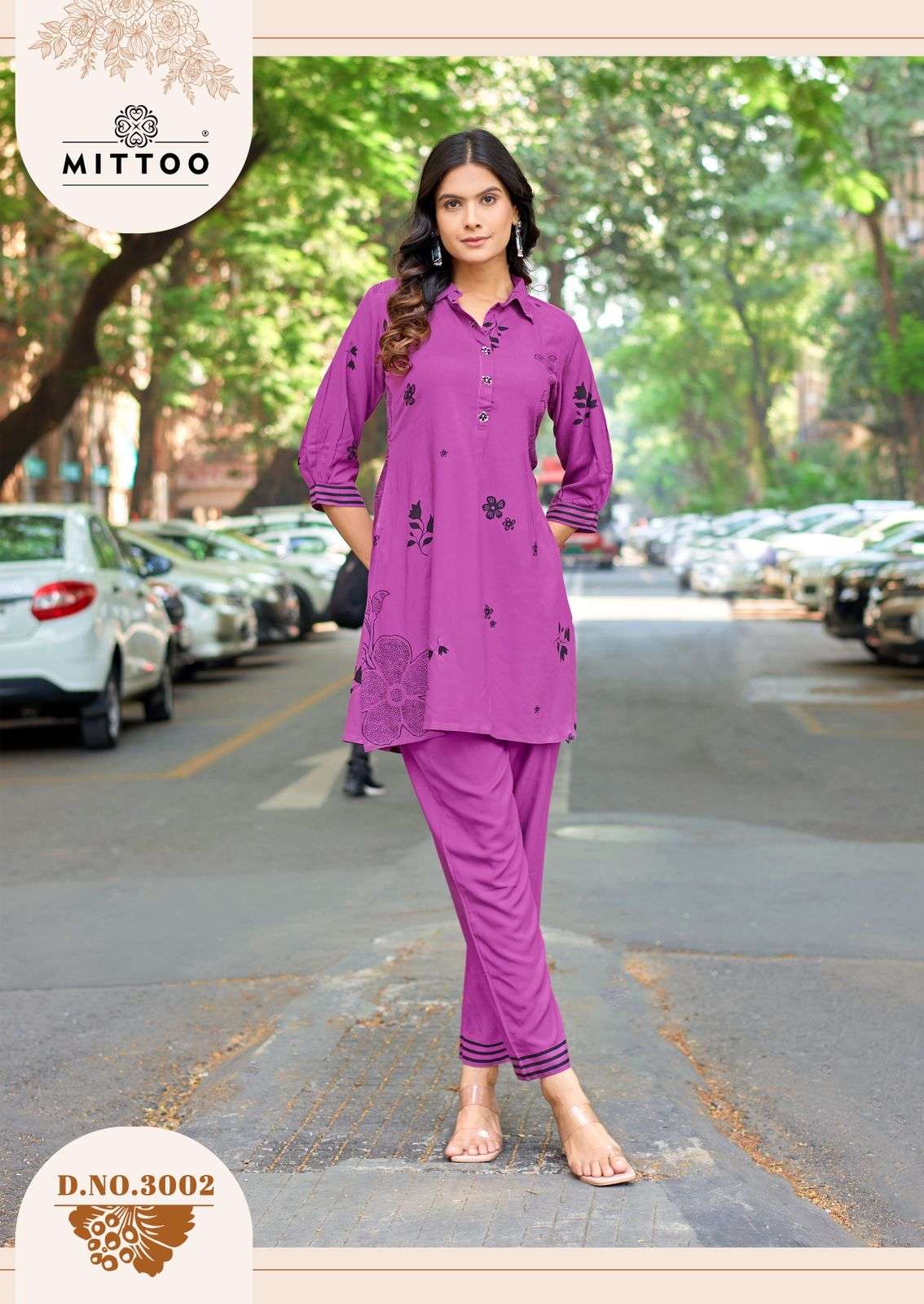 MITTOO RASIKA RAYON PRINT FANCY WEAR LADIES TOP WITH BOTTOM PAIR 