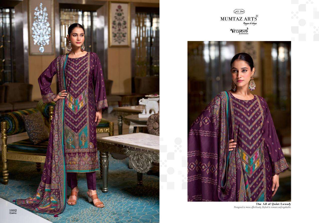 MUMTAZ ARTS AKSHITHI MUSLIN DIGITAL PRINT WITH FANCY HAND WORKS SUIT