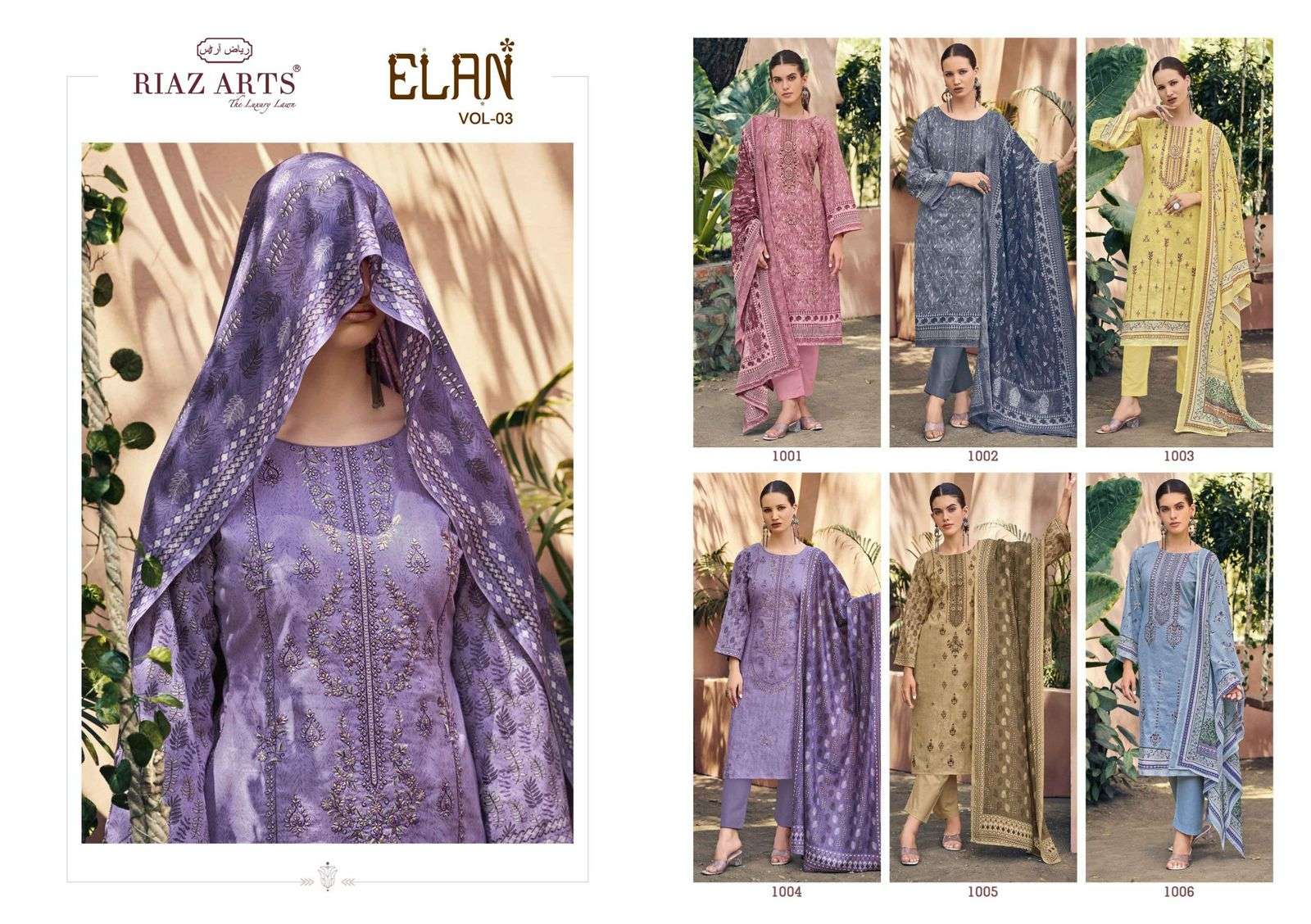 MUMTAZ ARTS ELAN SPECIAL VOL 3 LAWN COTTON DIGITAL PRINT WITH FANCY WORK SUIT