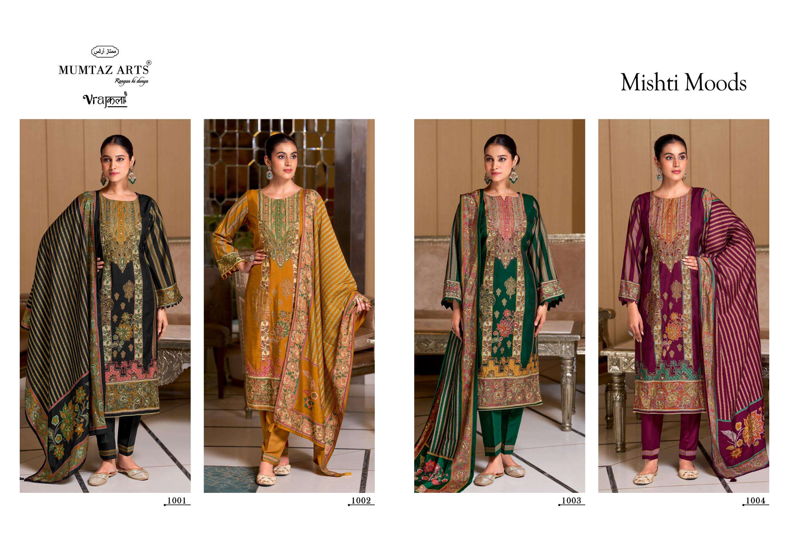 MUMTAZ ARTS MISHTI MOODS MUSLIN DIGITAL PRINT WITH FANCY WORK SUIT