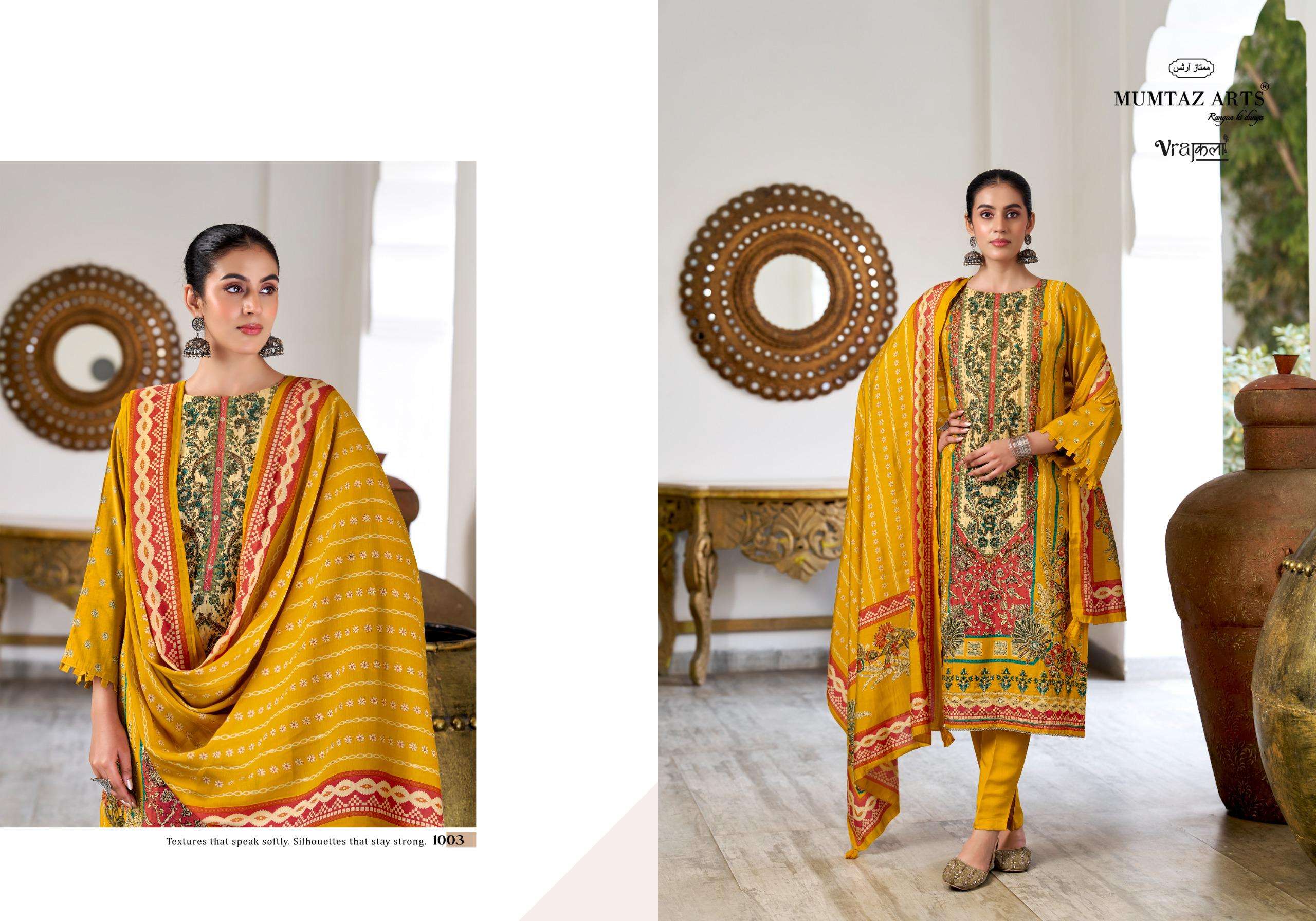 MUMTAZ ARTS SITARA MUSLIN DIGITAL PRINT WITH FANCY HAND WORKS LADIES SUIT