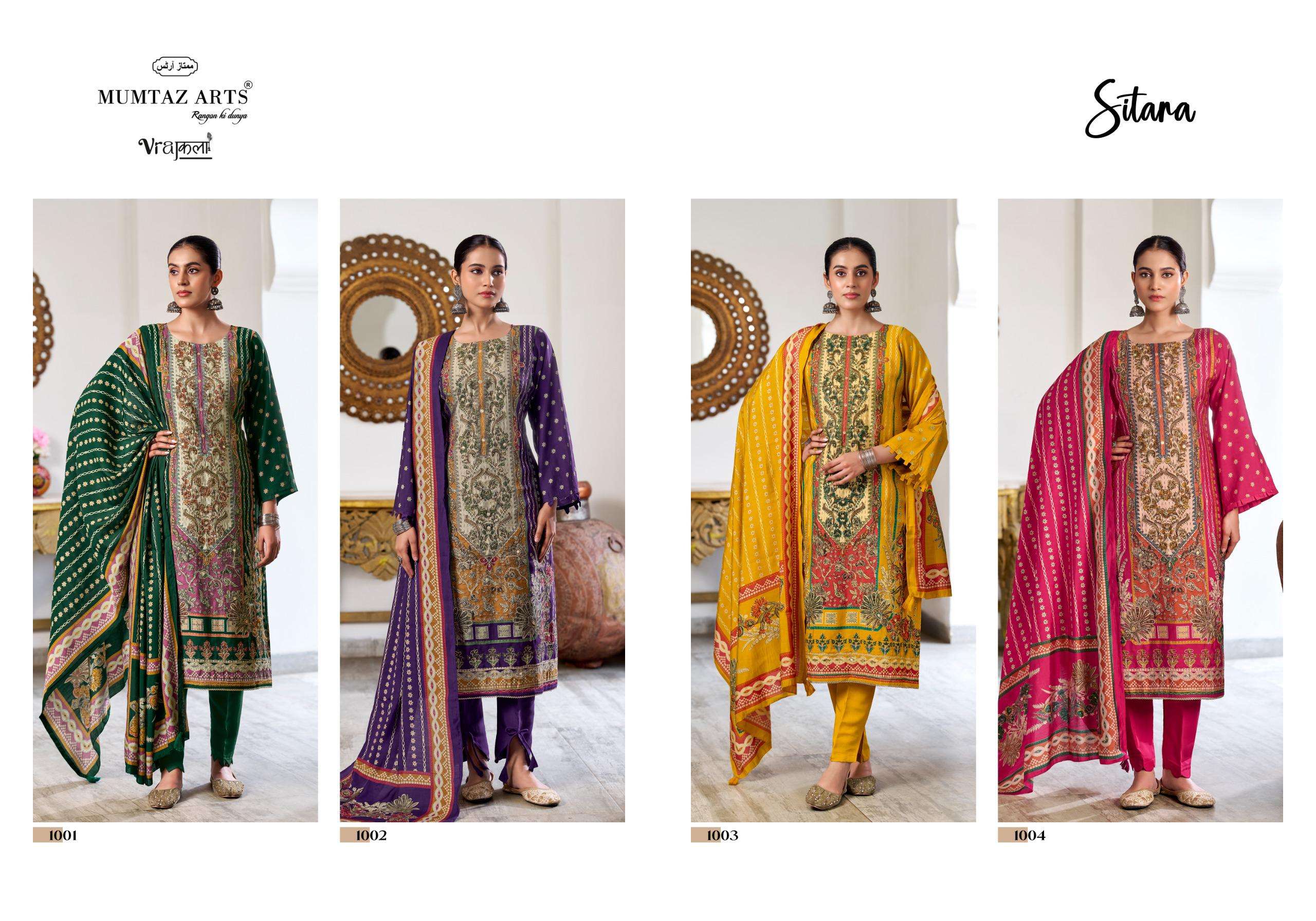 MUMTAZ ARTS SITARA MUSLIN DIGITAL PRINT WITH FANCY HAND WORKS LADIES SUIT