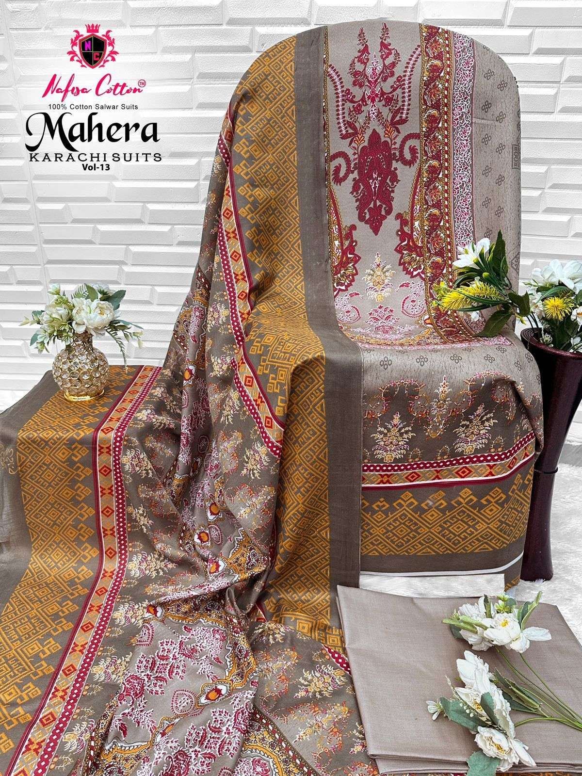NAFISA COTTON MAHERA KARACHI SUITS VOL 13 COTTON DIGITAL PRINTS SALWAR SUIT