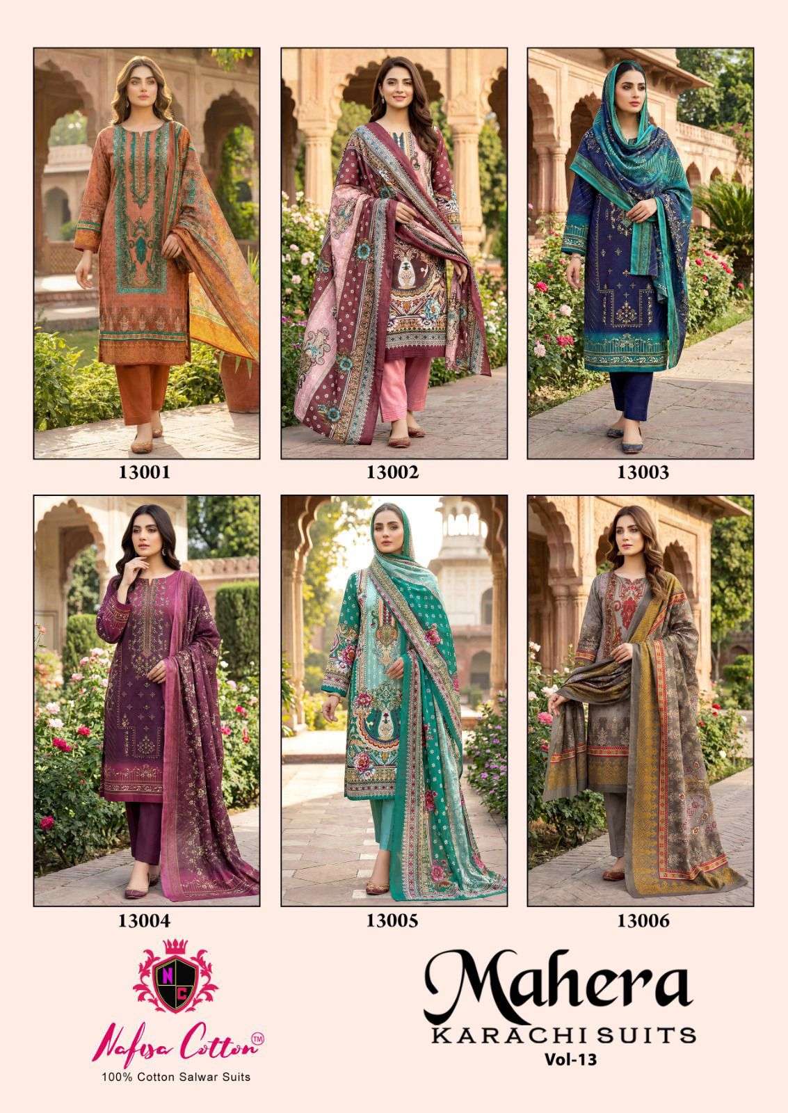 NAFISA COTTON MAHERA KARACHI SUITS VOL 13 COTTON DIGITAL PRINTS SALWAR SUIT