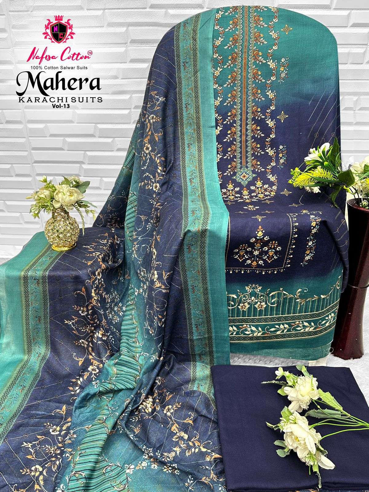 NAFISA COTTON MAHERA KARACHI SUITS VOL 13 COTTON DIGITAL PRINTS SALWAR SUIT