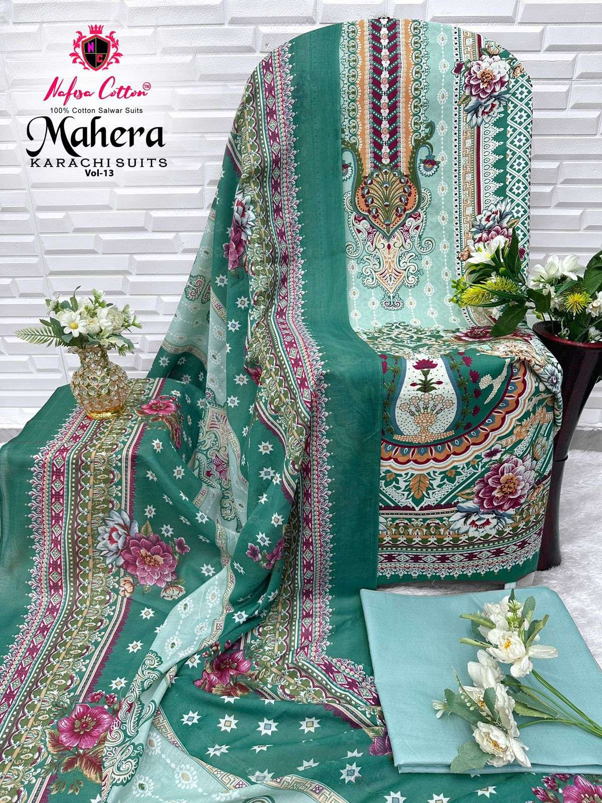 NAFISA COTTON MAHERA KARACHI SUITS VOL 13 COTTON DIGITAL PRINTS SALWAR SUIT