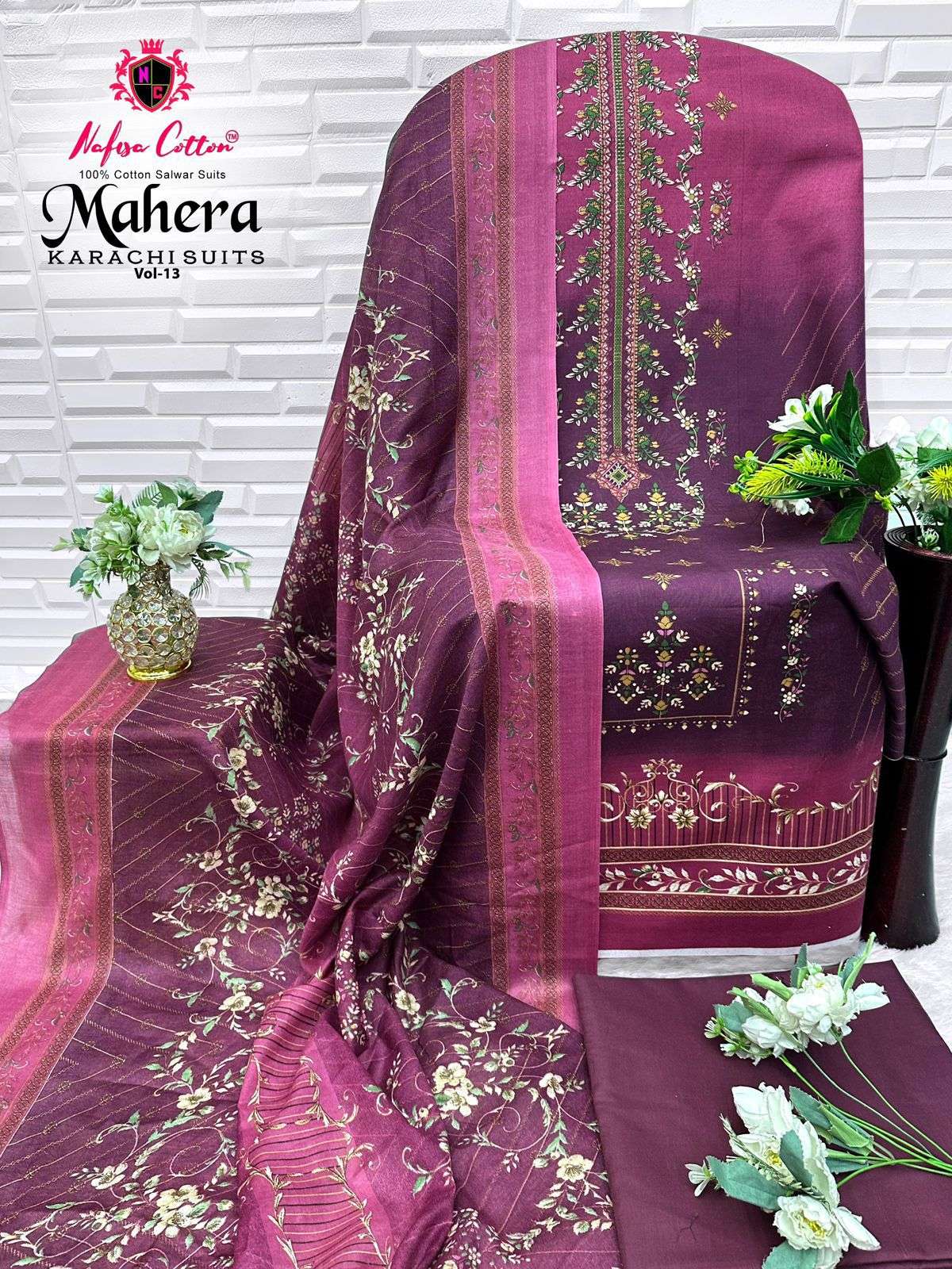 NAFISA COTTON MAHERA KARACHI SUITS VOL 13 COTTON DIGITAL PRINTS SALWAR SUIT