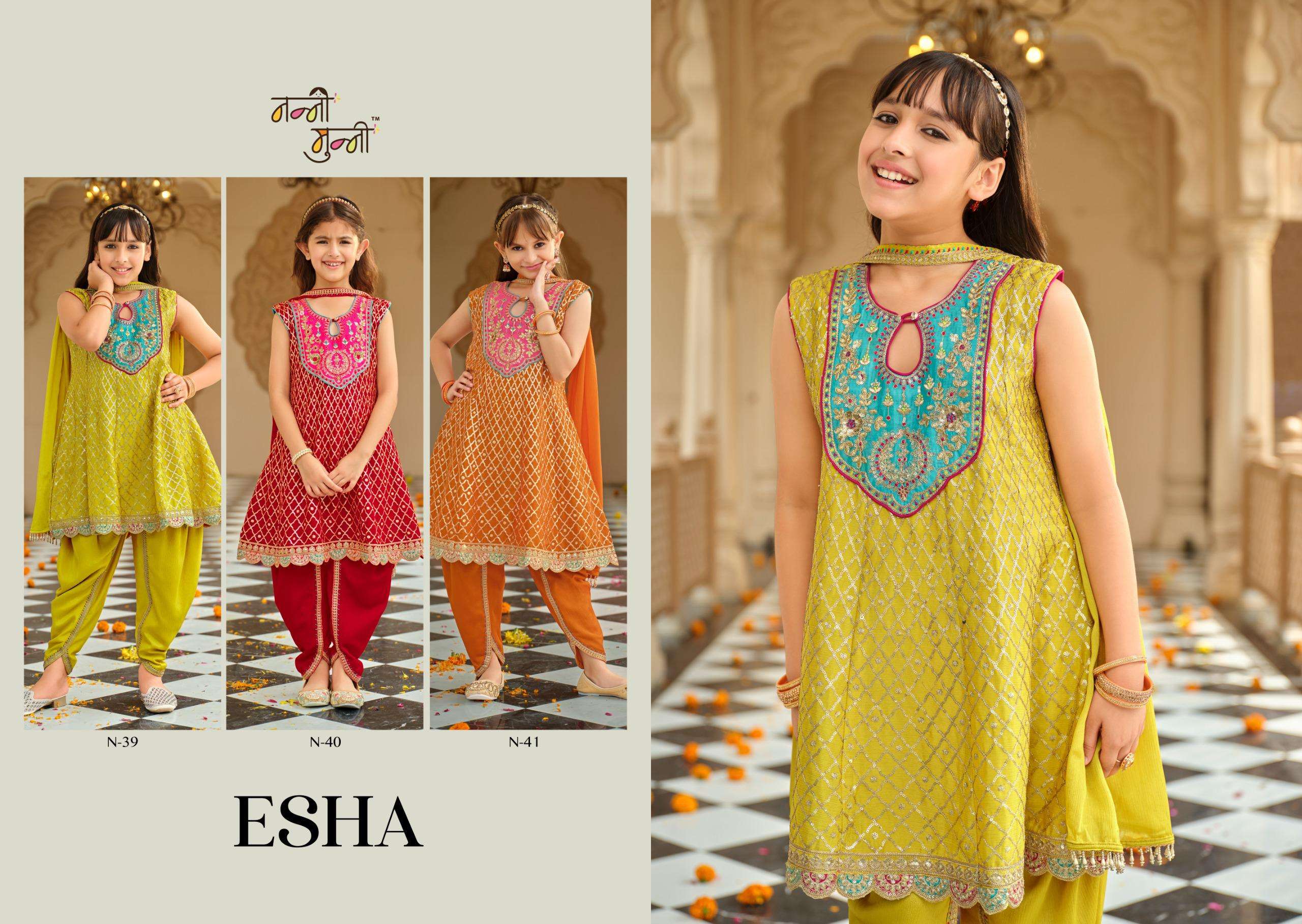 NANNI MUNNI ESHA HEAVY EMBROIDERY DESIGNER KIDS WEAR READY MADE SUIT