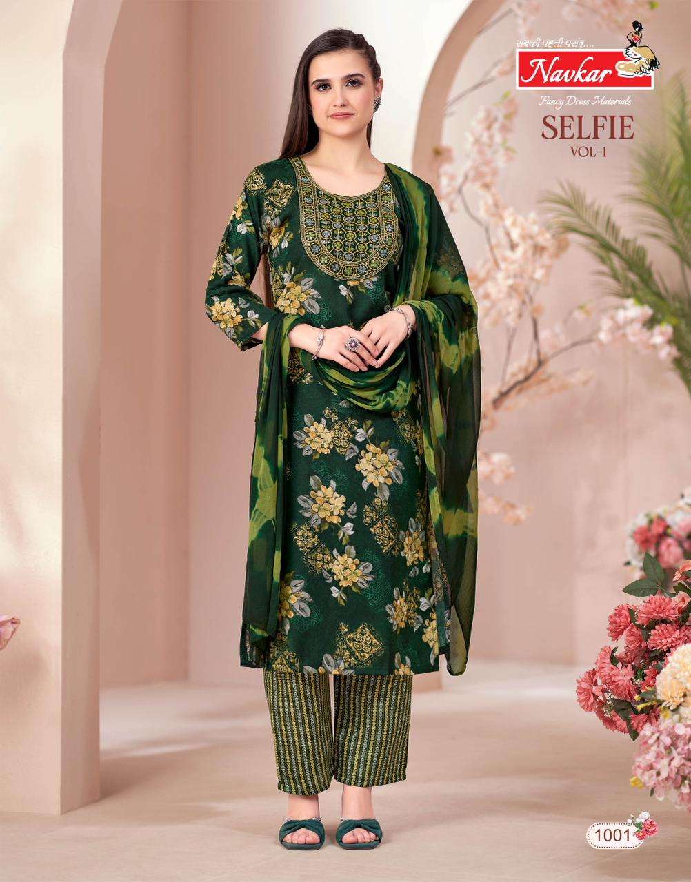 NAVKAR SELFIE VOL 1 CAPSULE FOIL PRINT KURTI WITH BOTTOM AND DUPATTA SET 