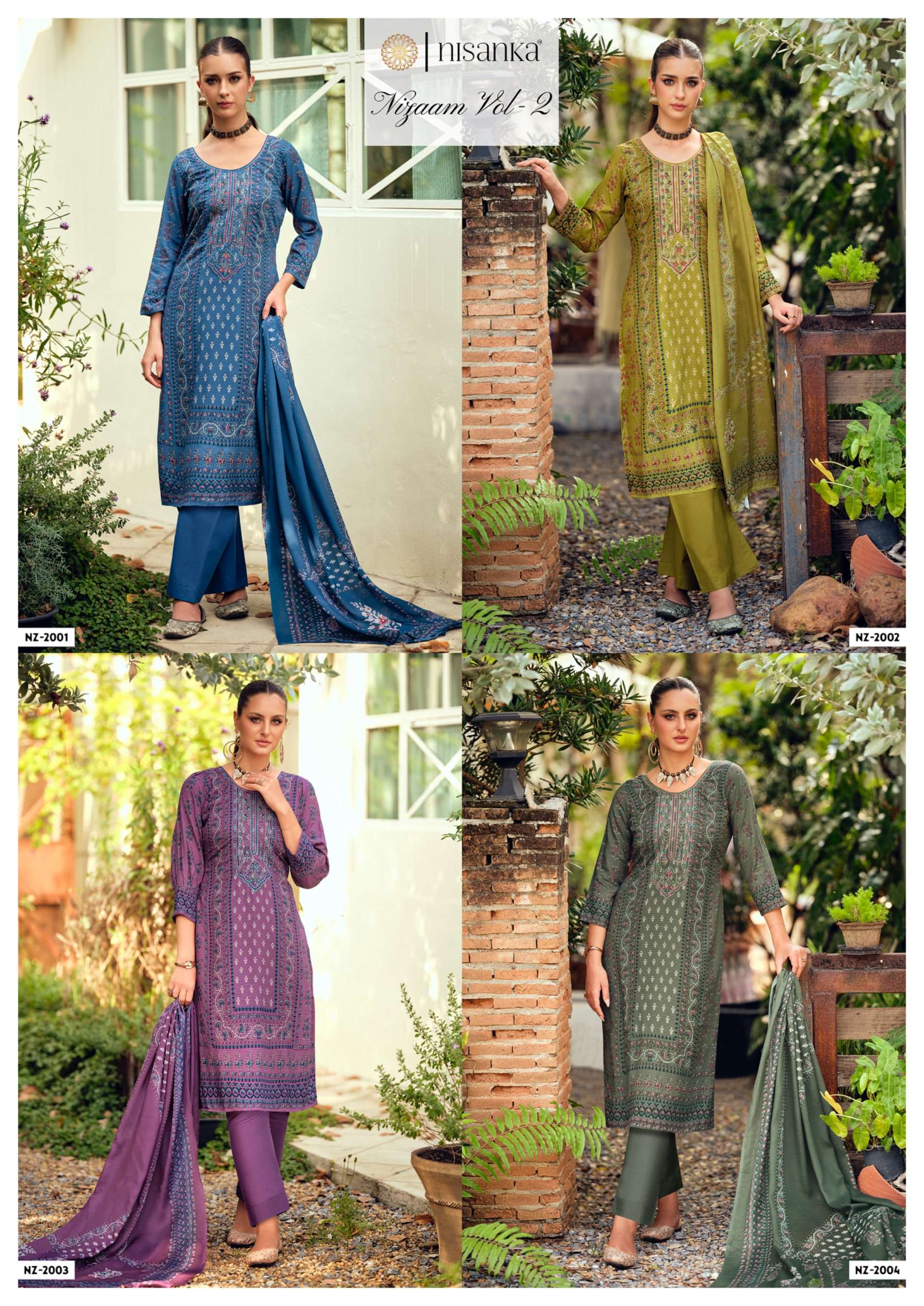 NISANKA LIFESTYLES NIZAAM VOL 2 LAWN COTTON DIGITAL PRINTS WITH FANCY WORK SUIT