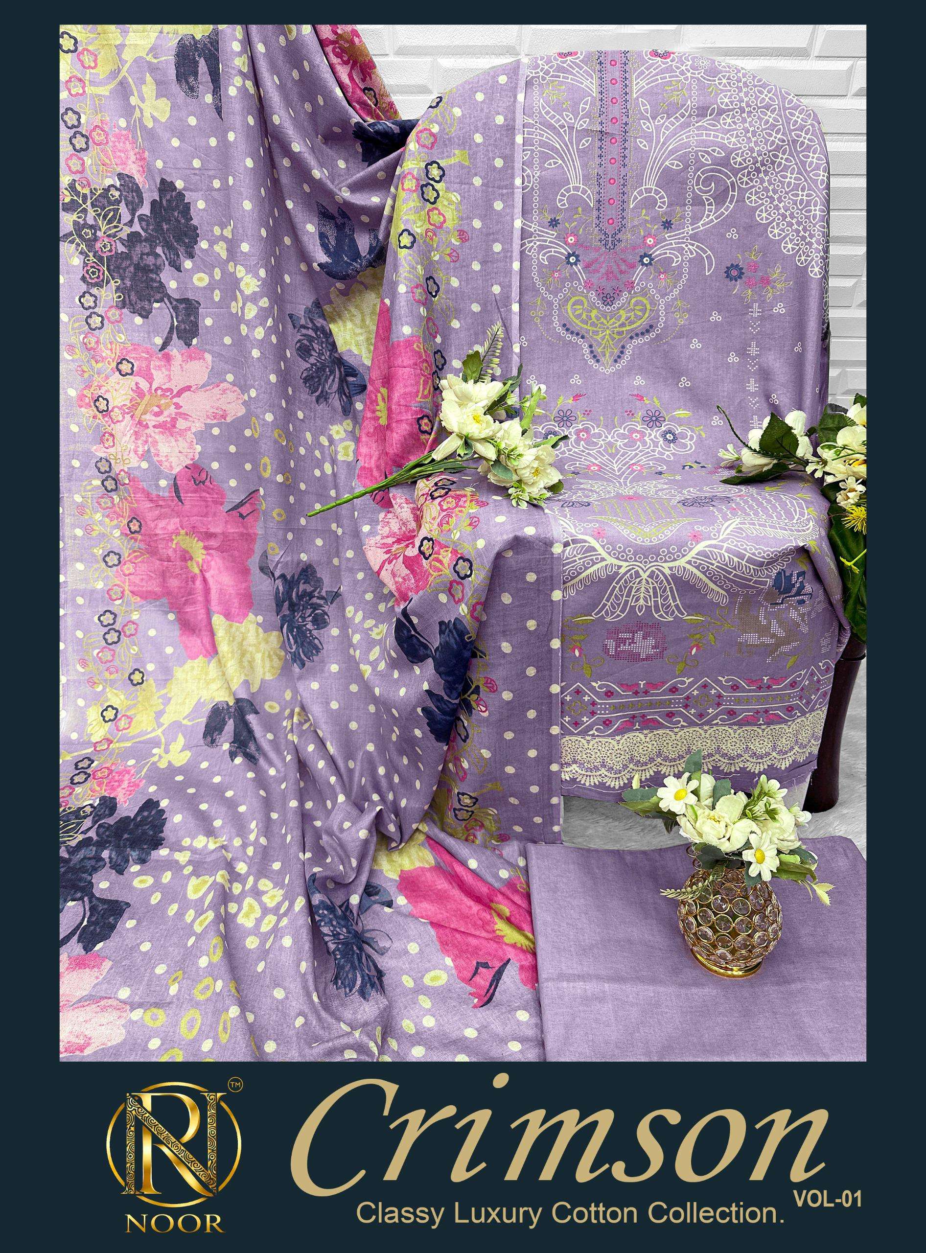 NOOR CRIMSON CLASSY LUXURY COTTON COLLECTION VOL 1 LAWN COTTON DIGITAL PRINTS SALWAR SUIT