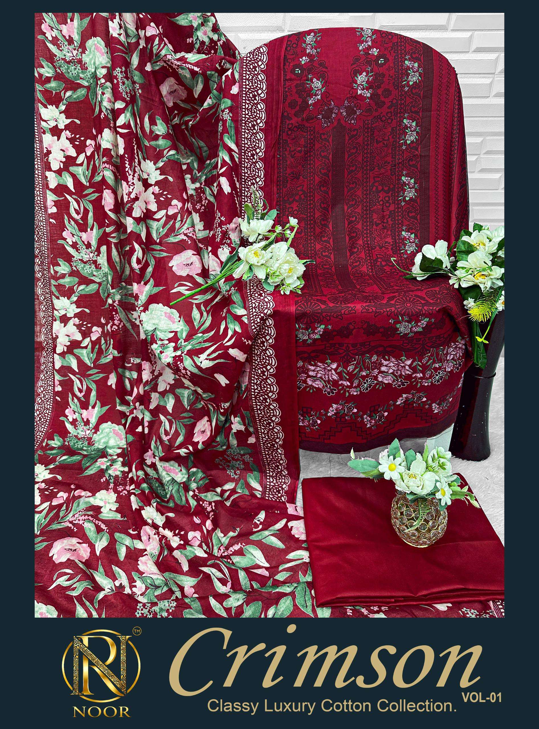 NOOR CRIMSON CLASSY LUXURY COTTON COLLECTION VOL 1 LAWN COTTON DIGITAL PRINTS SALWAR SUIT