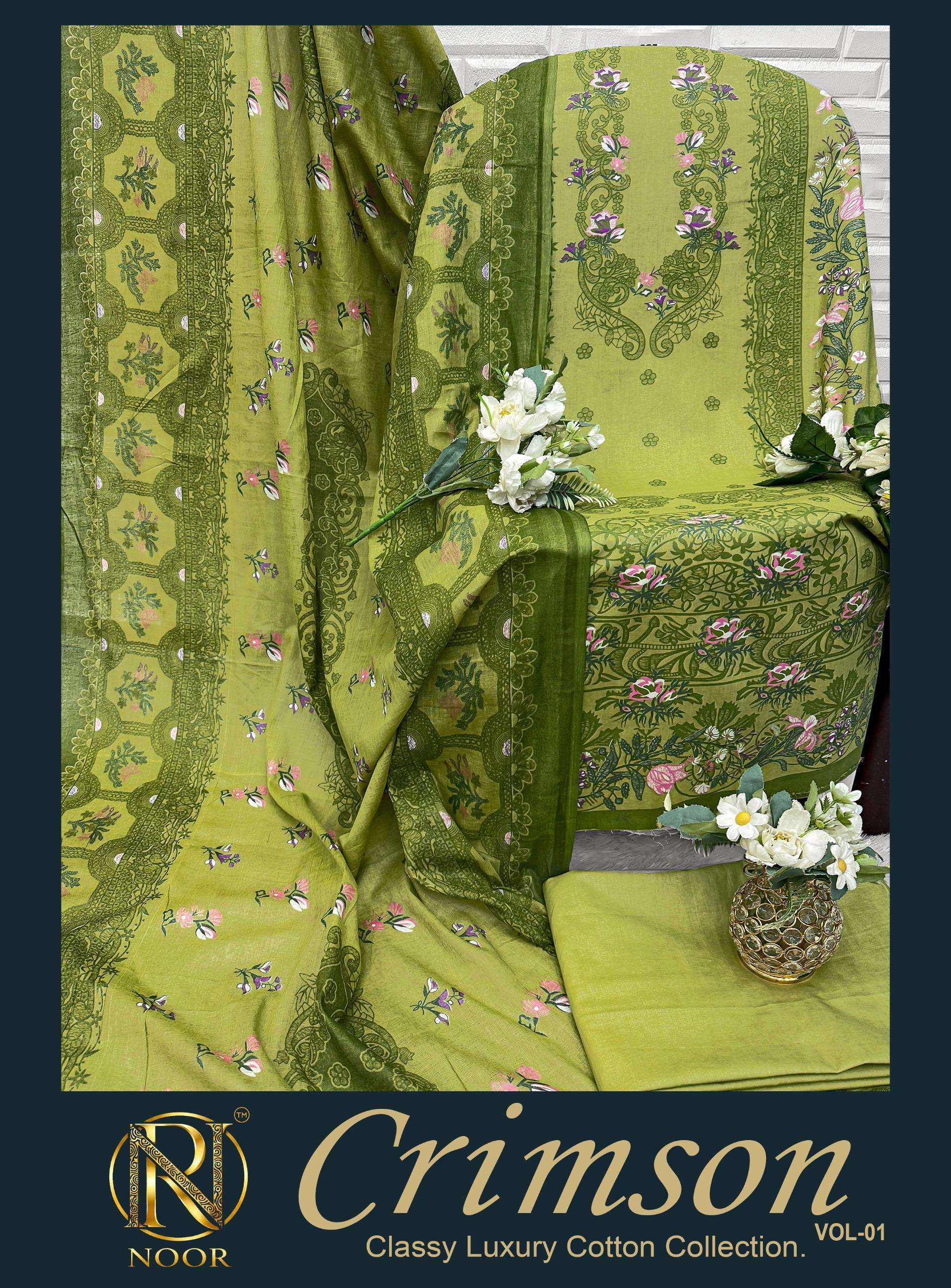 NOOR CRIMSON CLASSY LUXURY COTTON COLLECTION VOL 1 LAWN COTTON DIGITAL PRINTS SALWAR SUIT