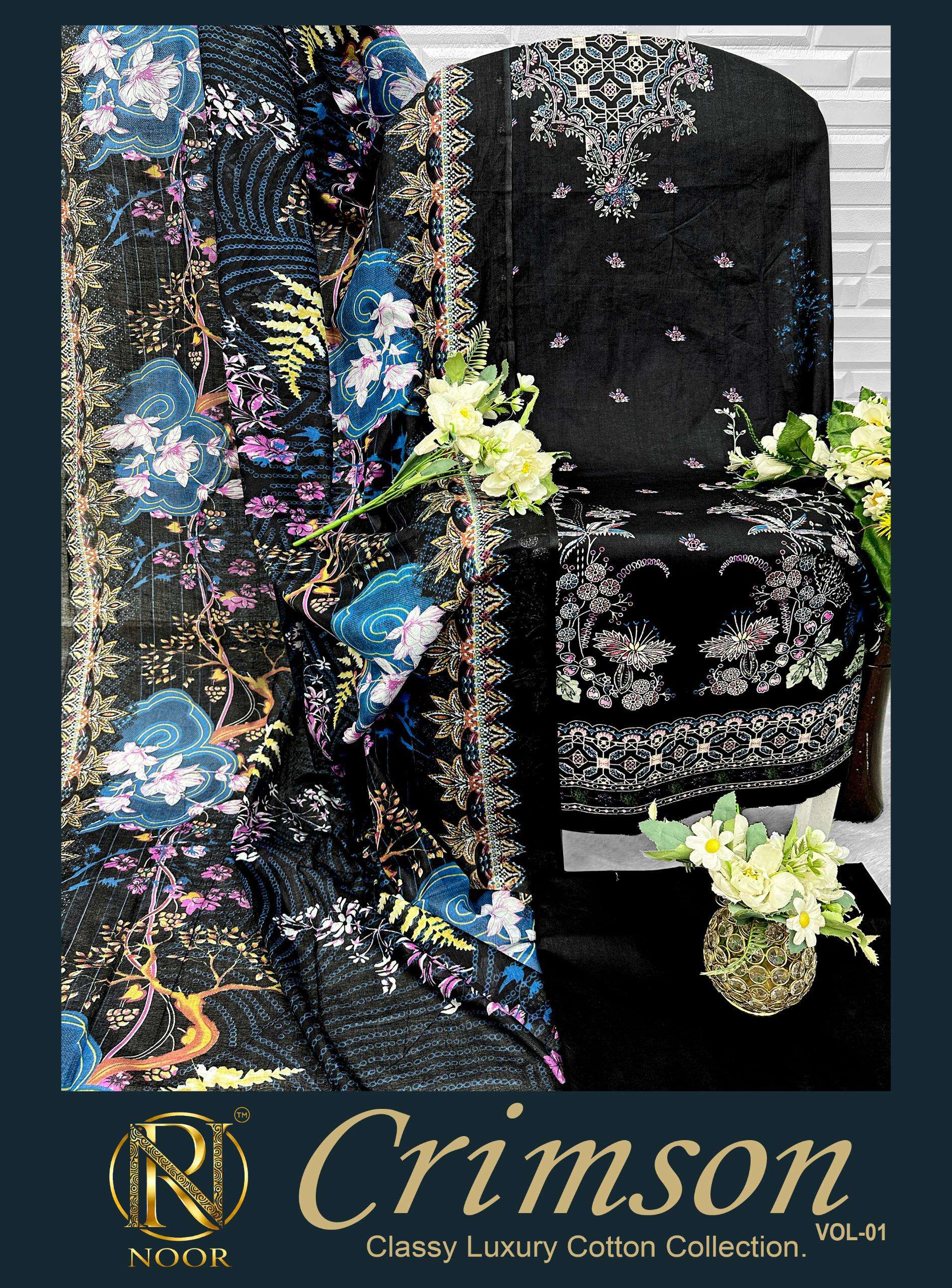 NOOR CRIMSON CLASSY LUXURY COTTON COLLECTION VOL 1 LAWN COTTON DIGITAL PRINTS SALWAR SUIT