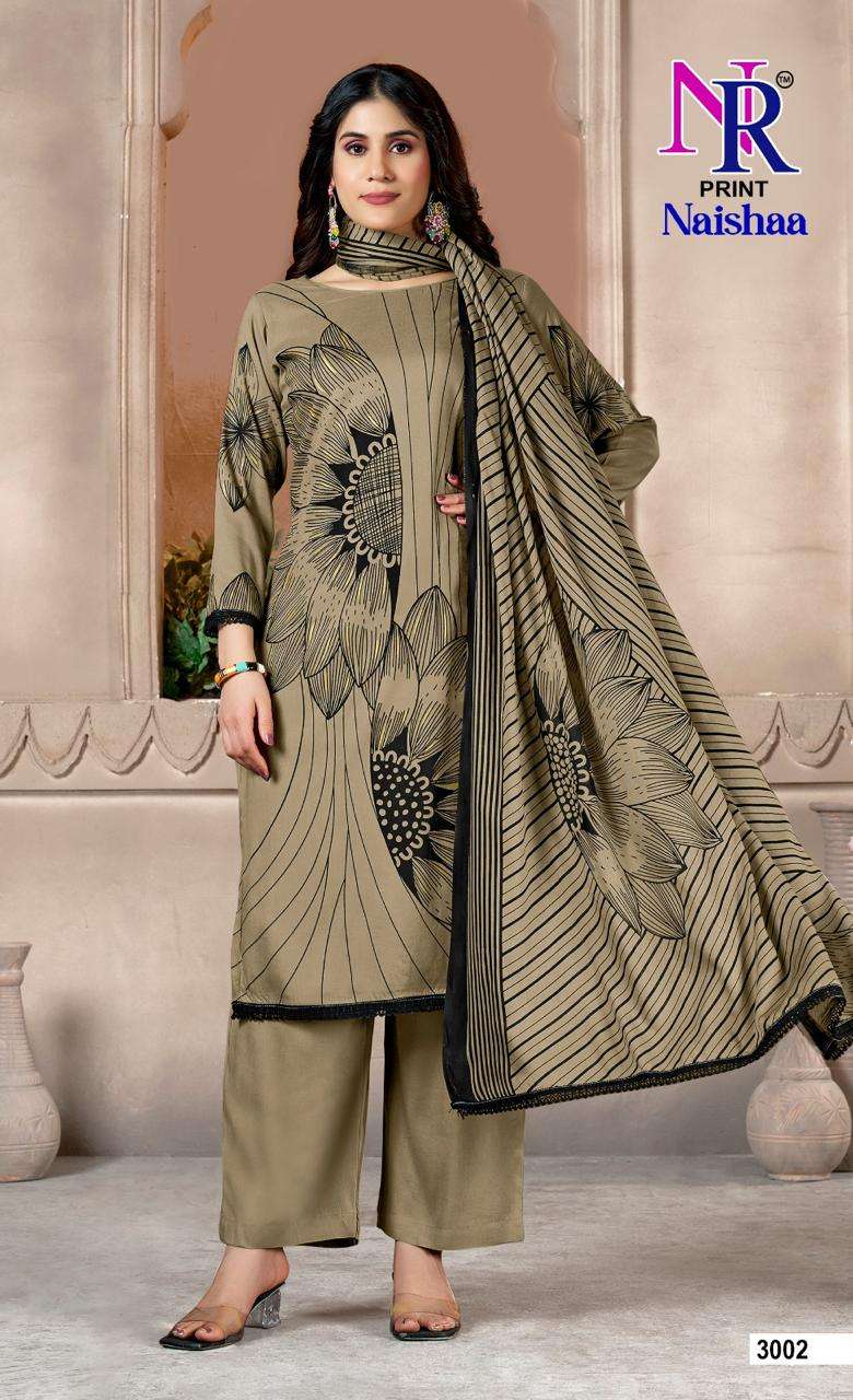 NR PRINT NAISHAA VOL 3 RAYON FOIL PRINT WITH FANCY LACE WORK SUIT