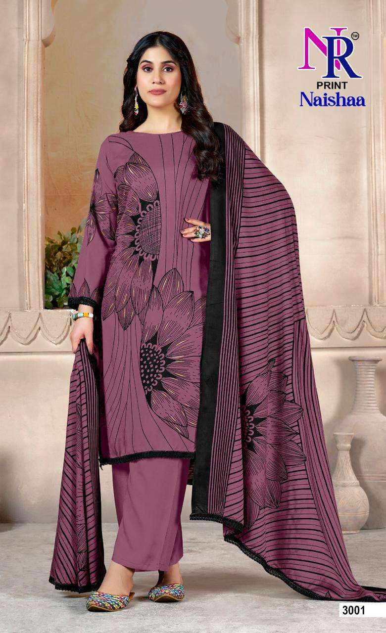 NR PRINT NAISHAA VOL 3 RAYON FOIL PRINT WITH FANCY LACE WORK SUIT