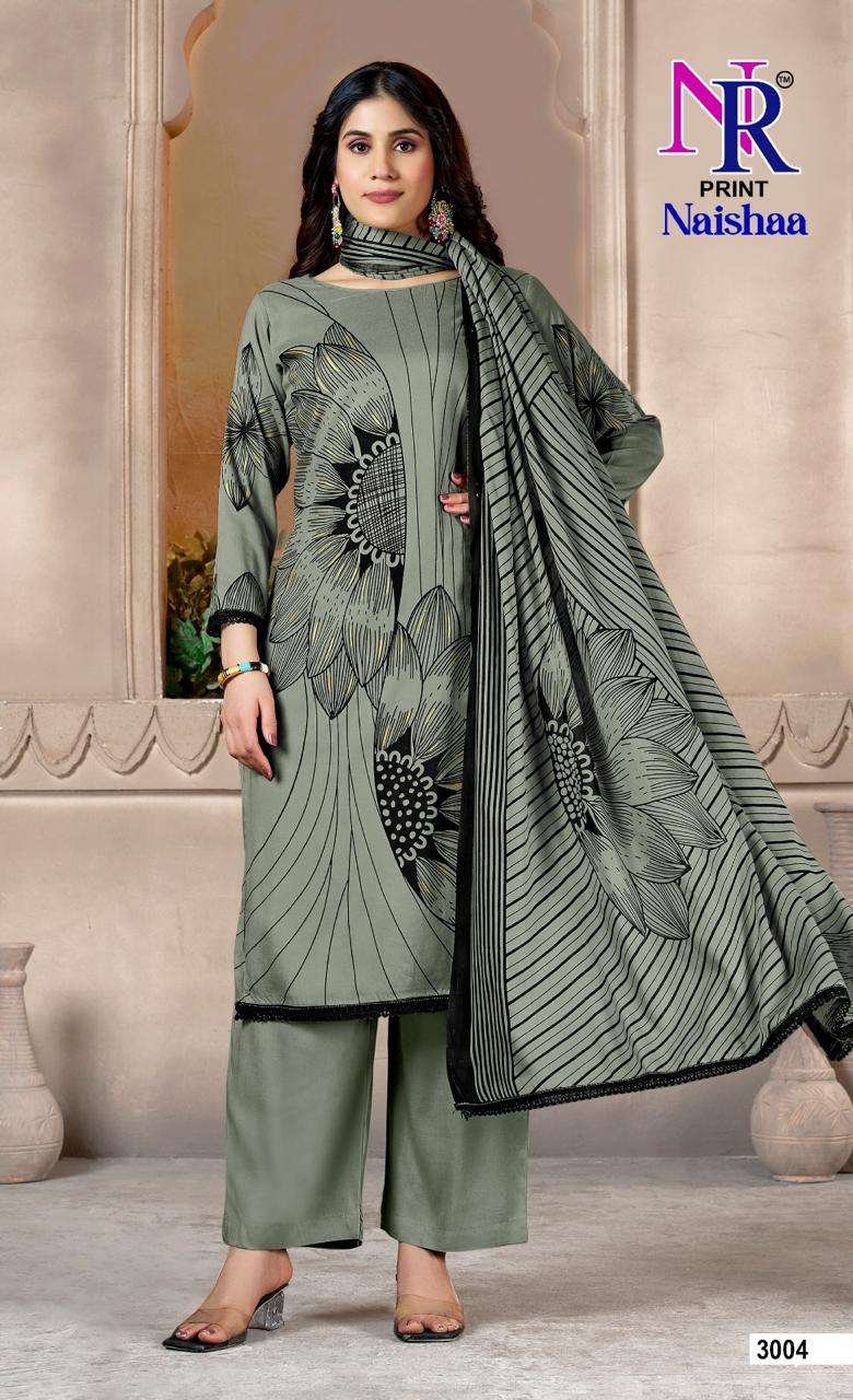 NR PRINT NAISHAA VOL 3 RAYON FOIL PRINT WITH FANCY LACE WORK SUIT