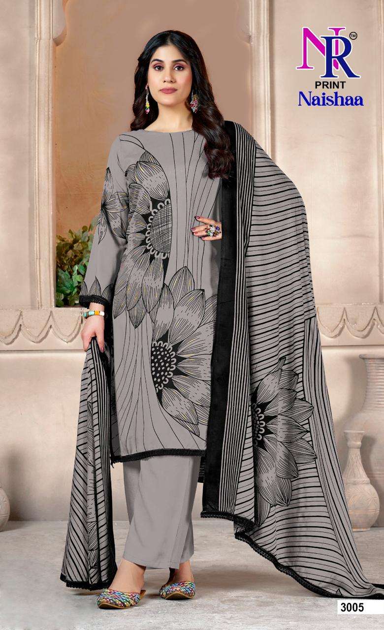 NR PRINT NAISHAA VOL 3 RAYON FOIL PRINT WITH FANCY LACE WORK SUIT