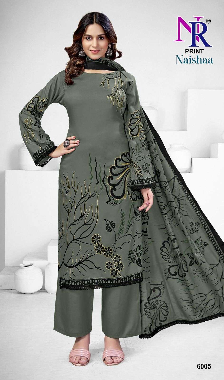 NR PRINT NAISHAA VOL 4 RAYON FOIL PRINT WITH FANCY LACE WORK SUIT