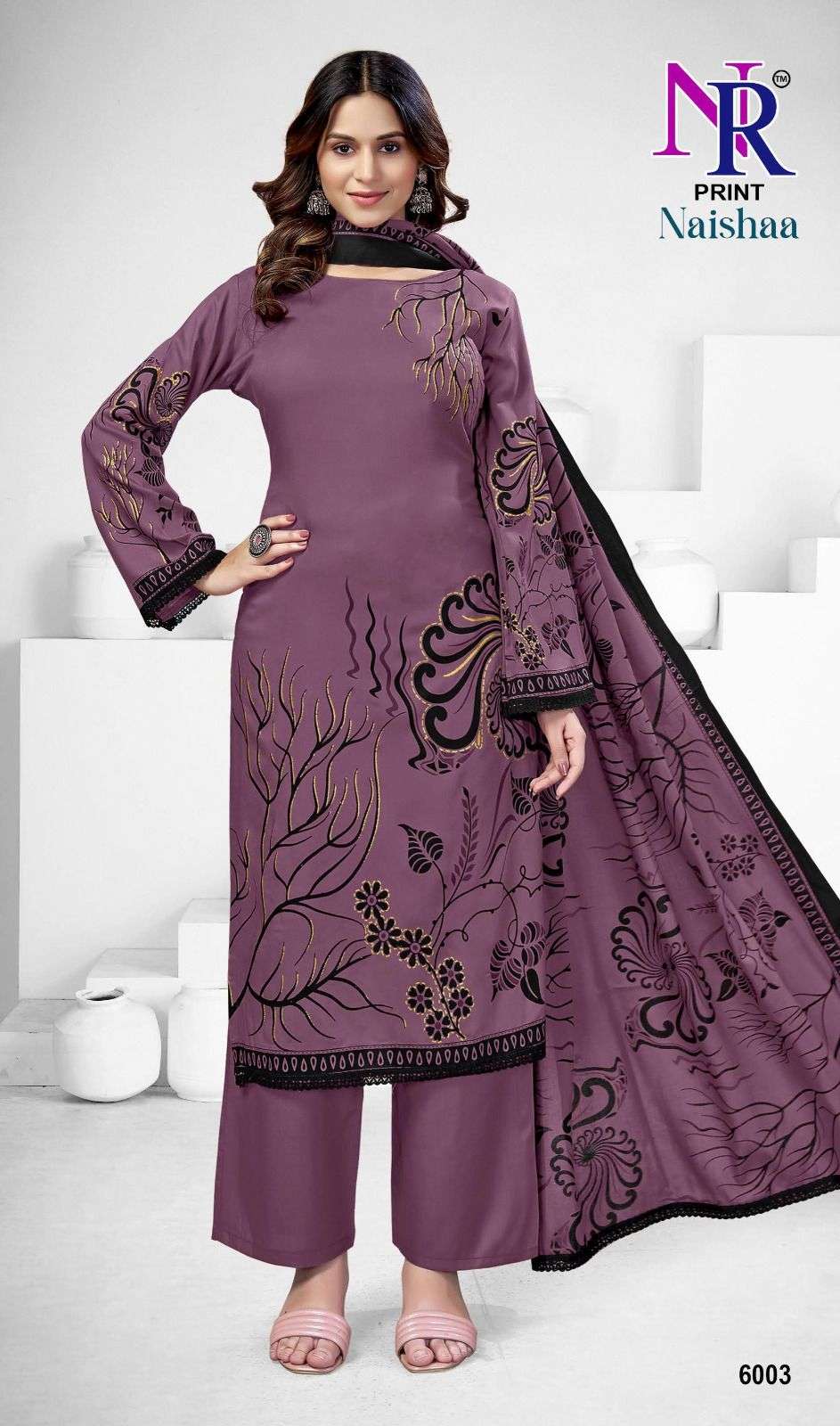 NR PRINT NAISHAA VOL 4 RAYON FOIL PRINT WITH FANCY LACE WORK SUIT