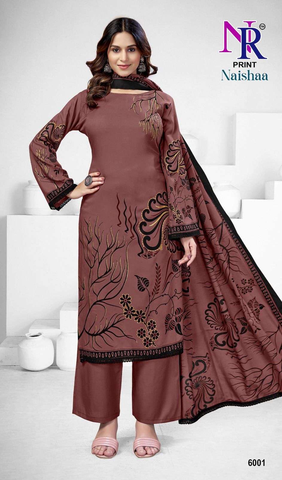 NR PRINT NAISHAA VOL 4 RAYON FOIL PRINT WITH FANCY LACE WORK SUIT