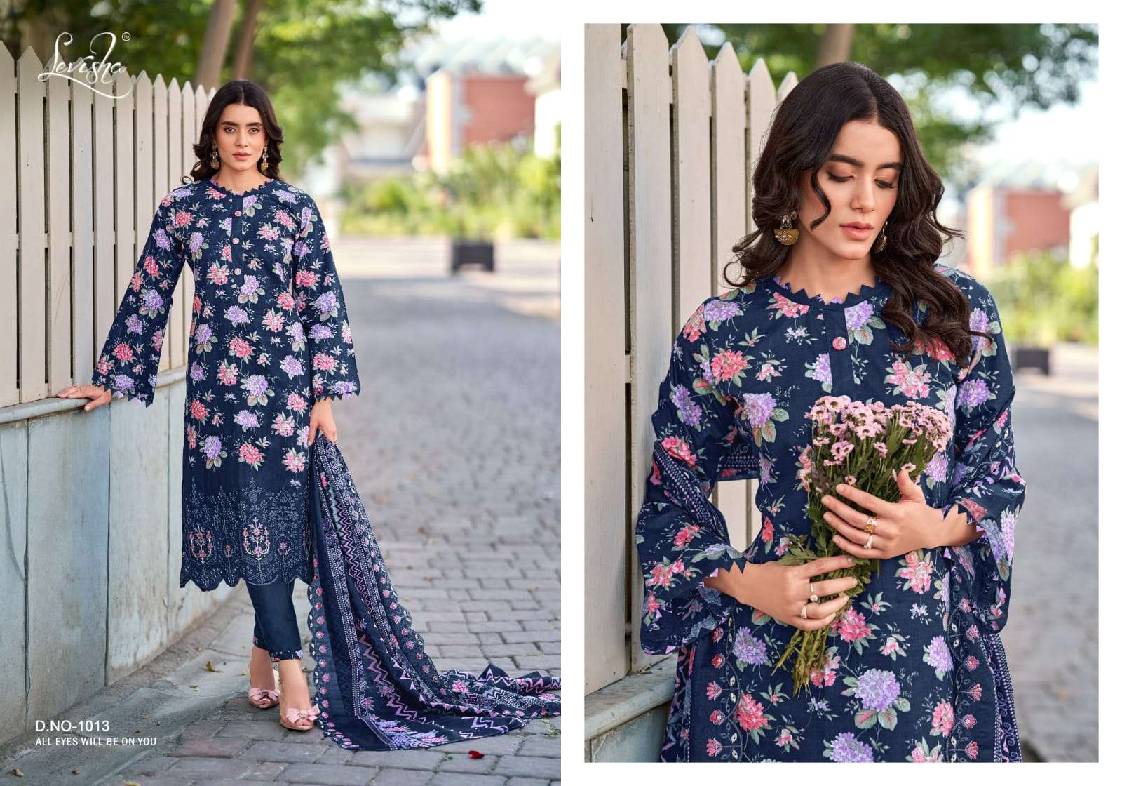 LEVISHA NAWAZISH LAWN COTTON DIGITAL PRINT WITH FANCY EMBROIDERY WORK SUIT