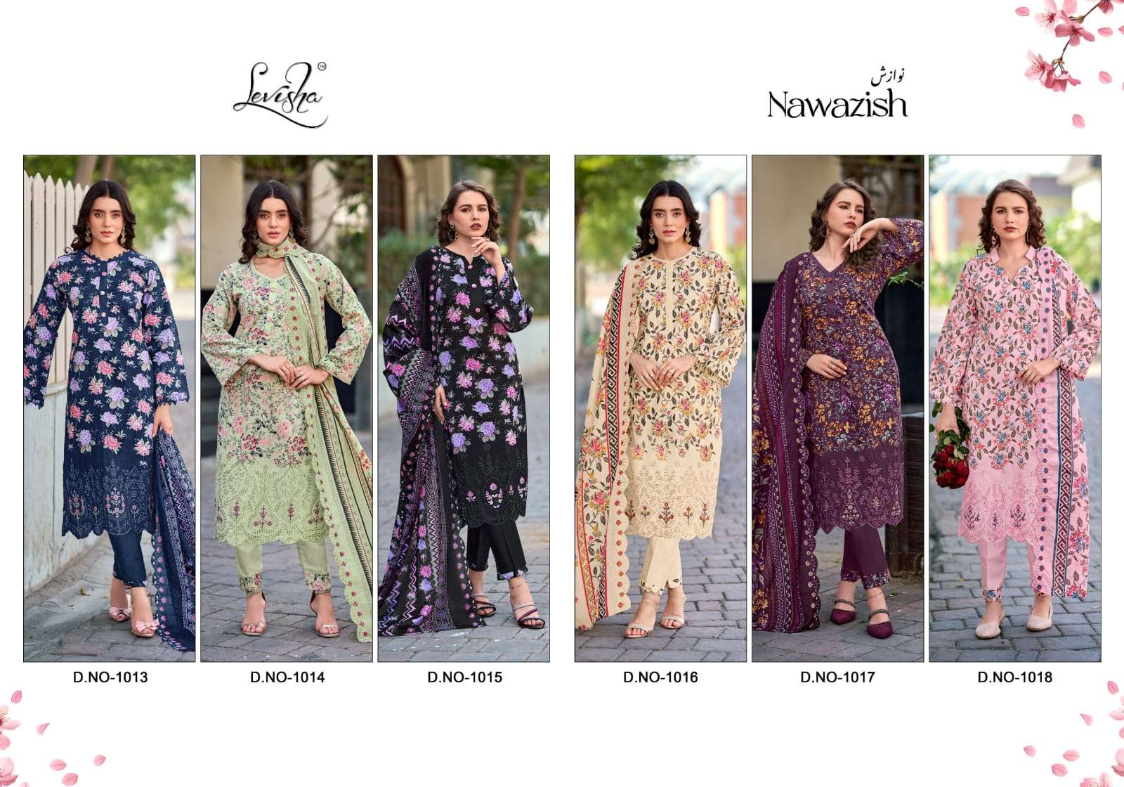 LEVISHA NAWAZISH LAWN COTTON DIGITAL PRINT WITH FANCY EMBROIDERY WORK SUIT