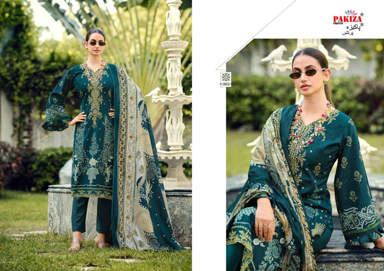 PAKIZA PRINTS ZEENAT VOL 18 LAWN COTTON FANCY KASHMIRI EMBROIDERY WORK SUIT