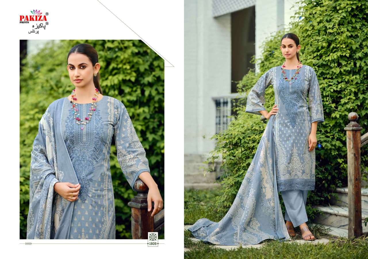 PAKIZA PRINTS ZEENAT VOL 18 LAWN COTTON FANCY KASHMIRI EMBROIDERY WORK SUIT