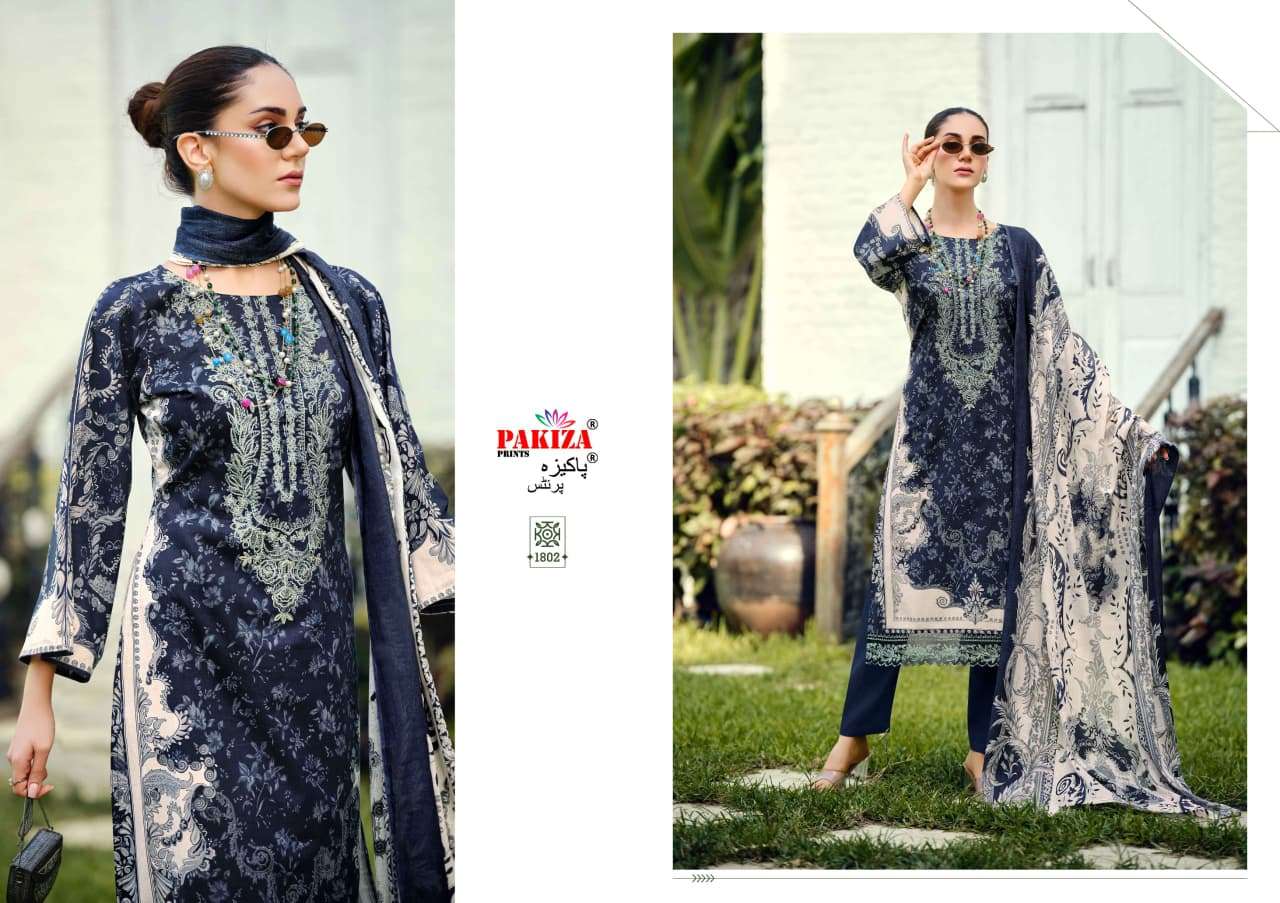 PAKIZA PRINTS ZEENAT VOL 18 LAWN COTTON FANCY KASHMIRI EMBROIDERY WORK SUIT