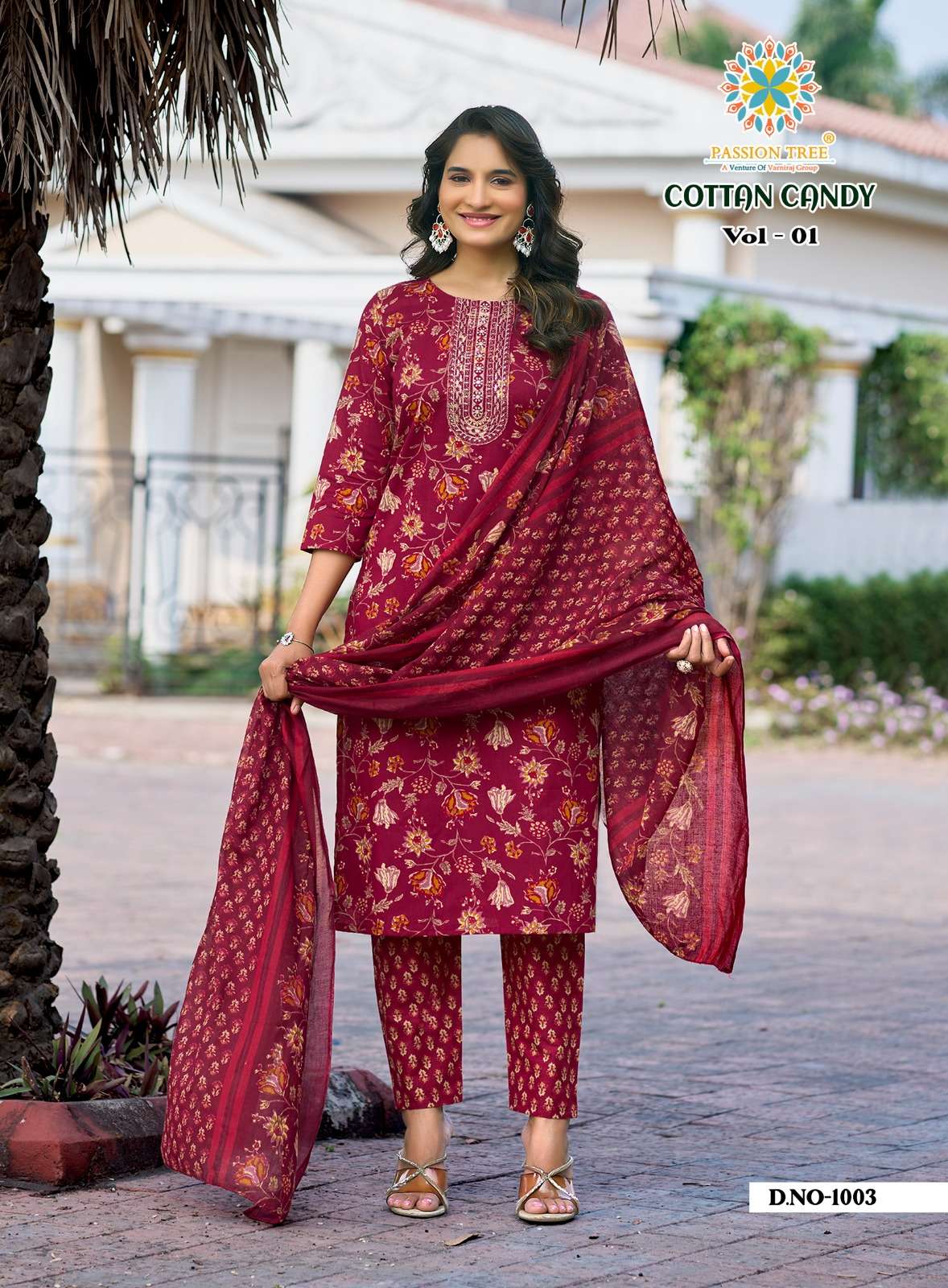 PASSION TREE COTTON CANDY VOL 1 COTTON PRINT STRAIGHT TOP WITH PANT & DUPATTA SET