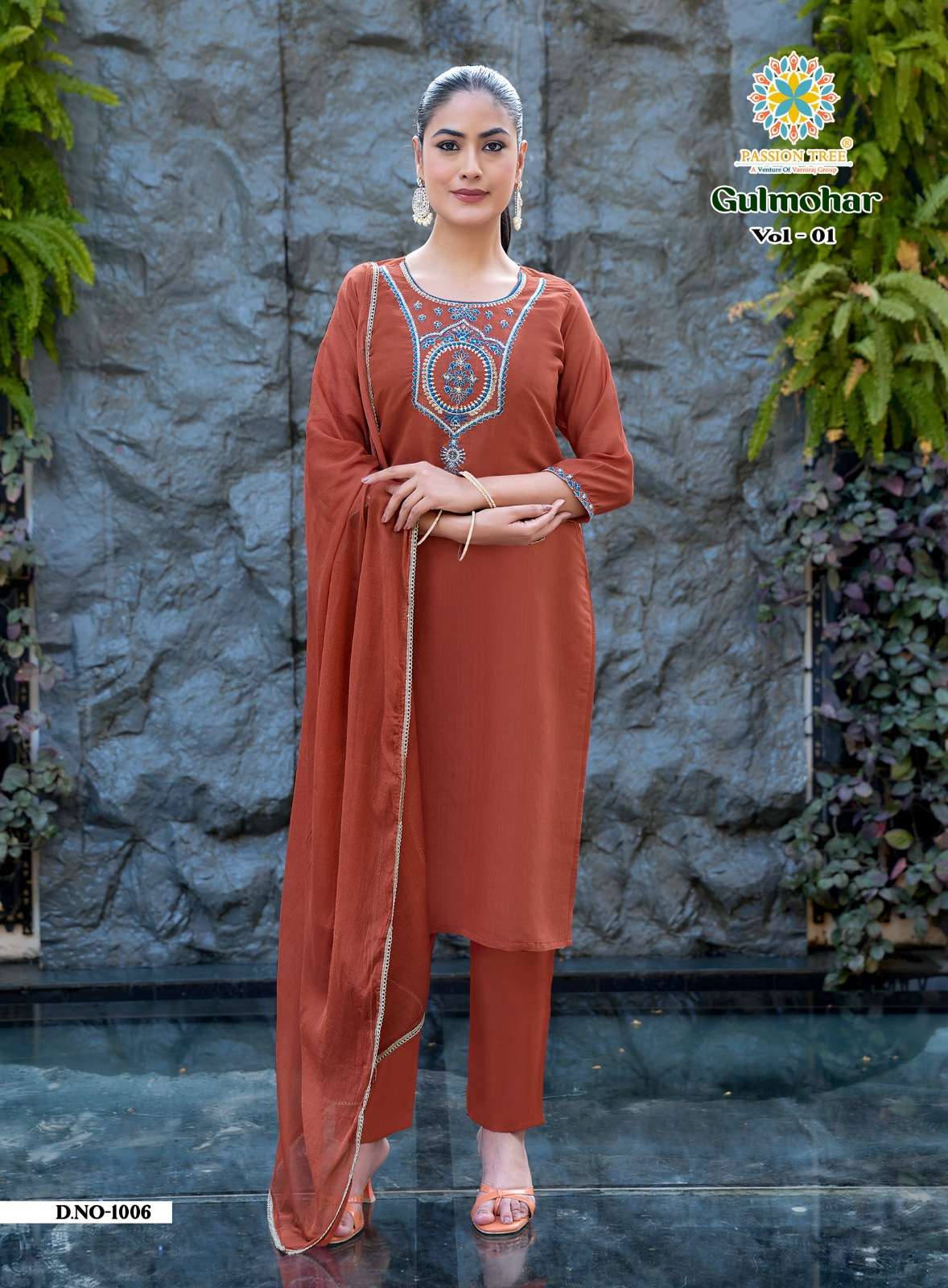 PASSION TREE GULMOHAR VOL 1 STRAIGHT TOP WITH PANT & DUPATTA SET