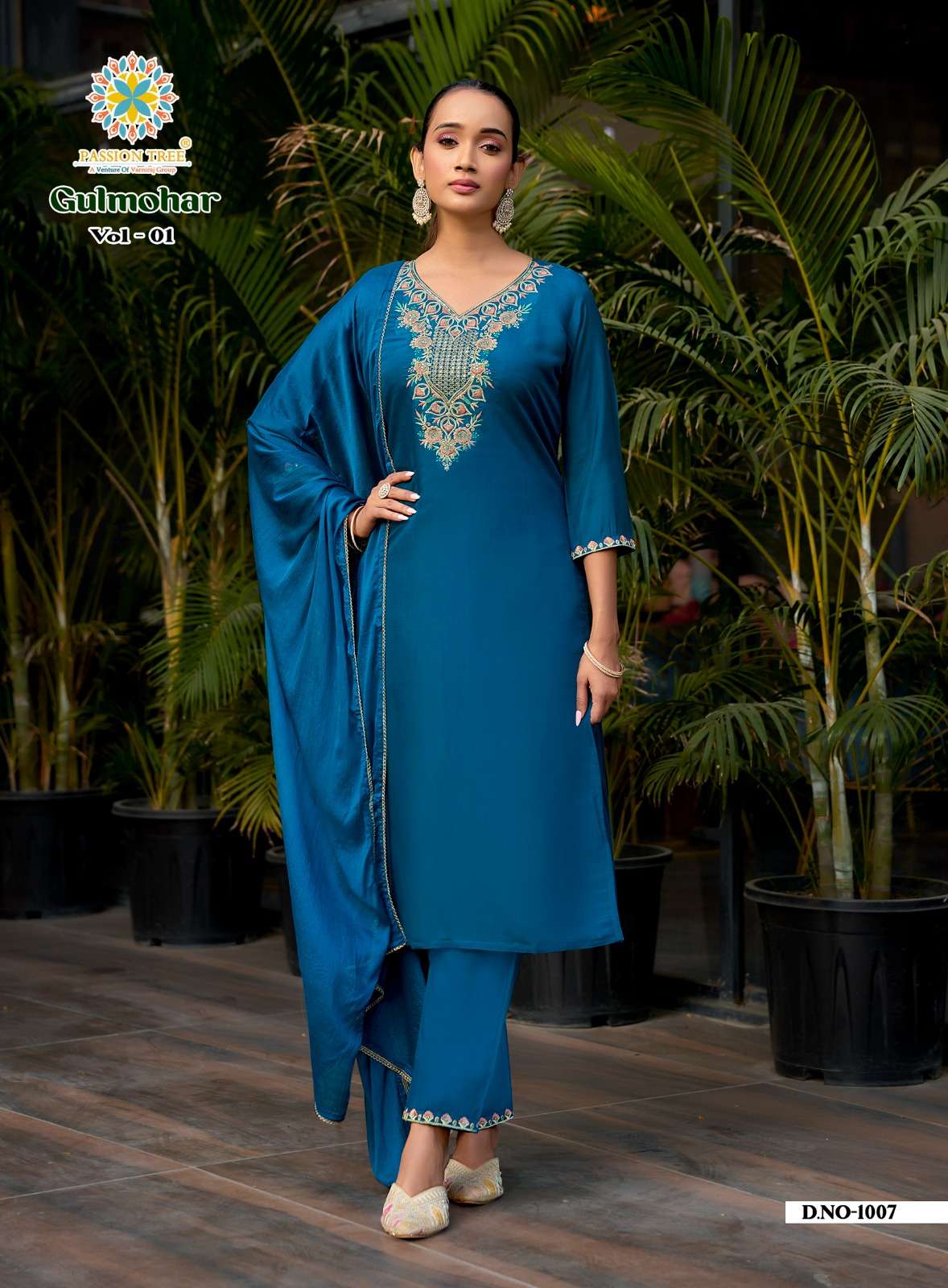PASSION TREE GULMOHAR VOL 1 STRAIGHT TOP WITH PANT & DUPATTA SET