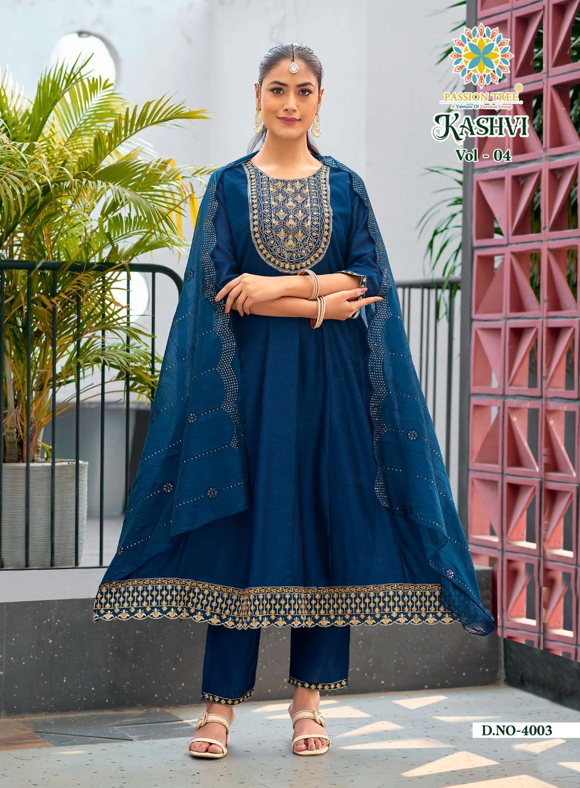PASSION TREE KASHVI VOL 4 SILK DESIGNER FANCY ANARKALI STYLE LADIES KURTI WITH BOTTOM AND DUPATTA SET 