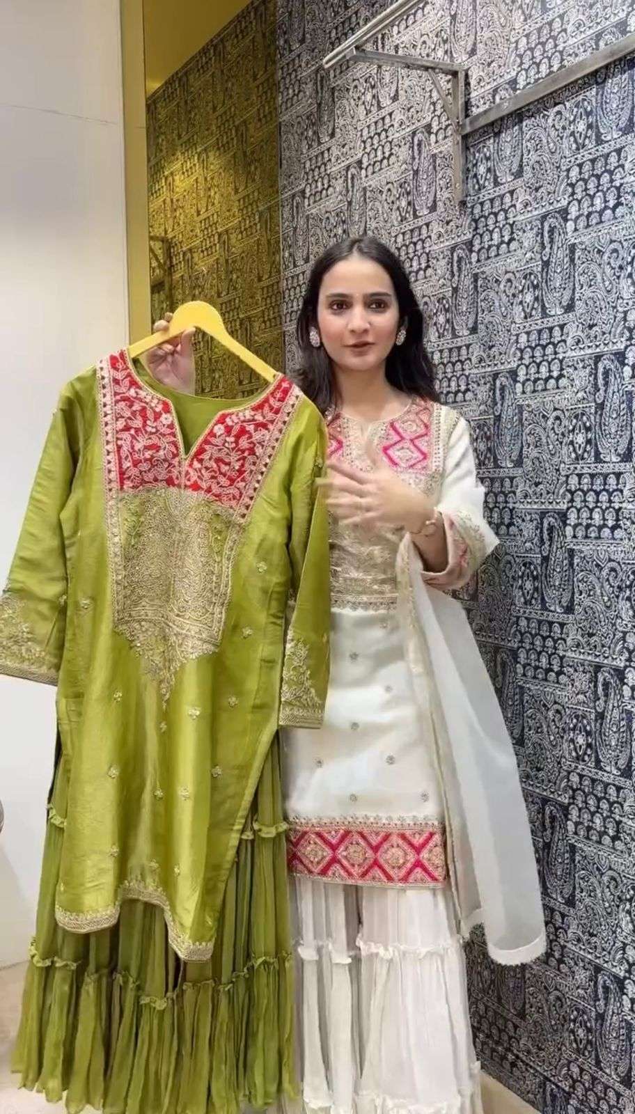 PD 1082 SILK EMBROIDERY DESIGNER LOOK PARTY WEAR LADIES SHARARA SUIT