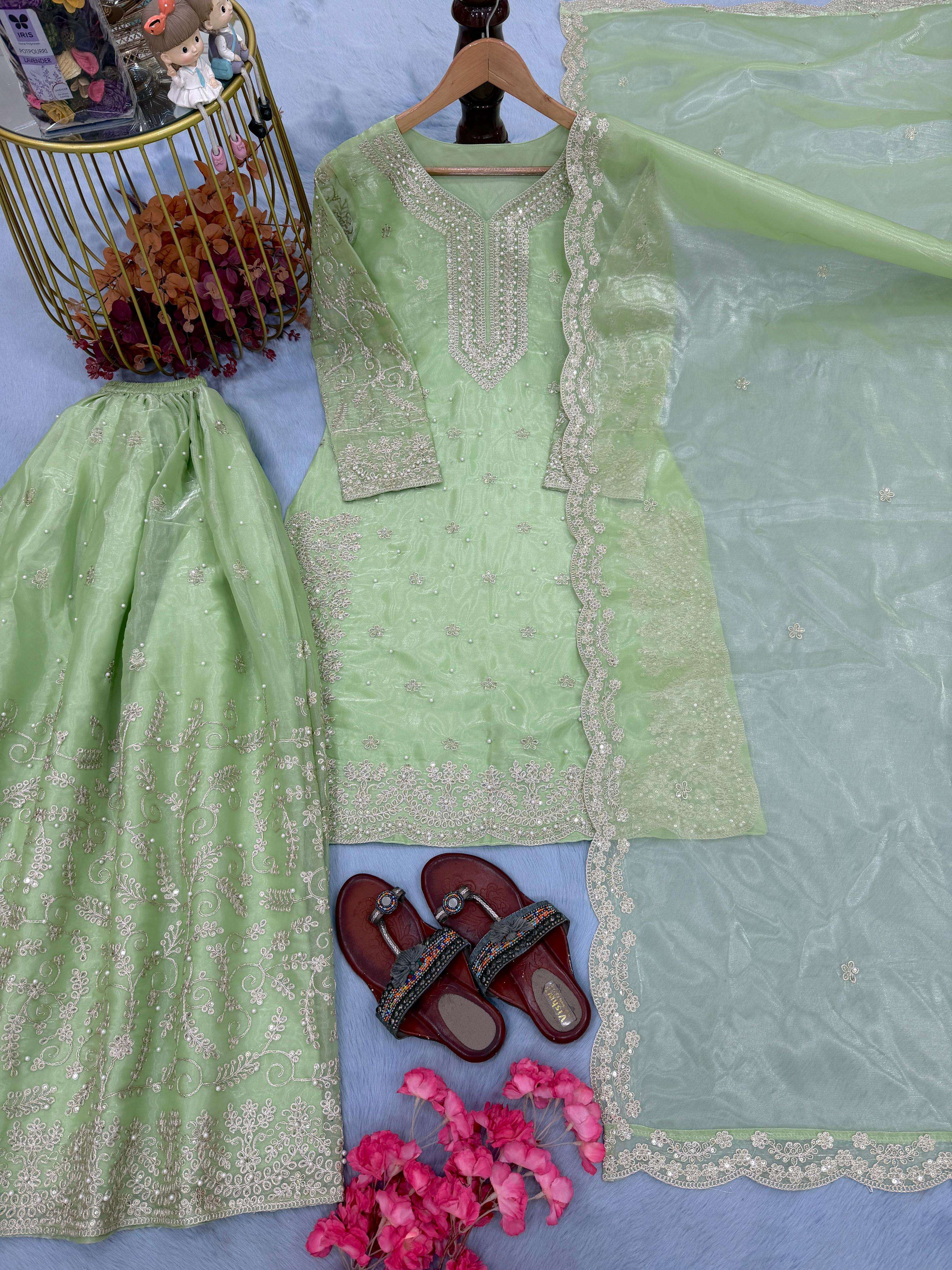 PD 1139 JIMMY CHOO SILK BEAUTIFUL PARTY WEAR LOOK DESIGNER LADIES SUIT