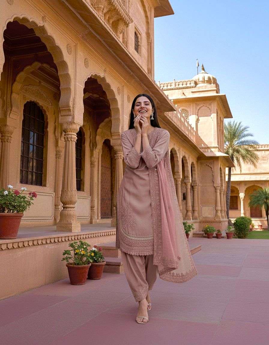 PD 1143 CREPE SILK FANCY PARTY WEAR LOOK TOP FARSHI PLAZZO AND DUPATTA 