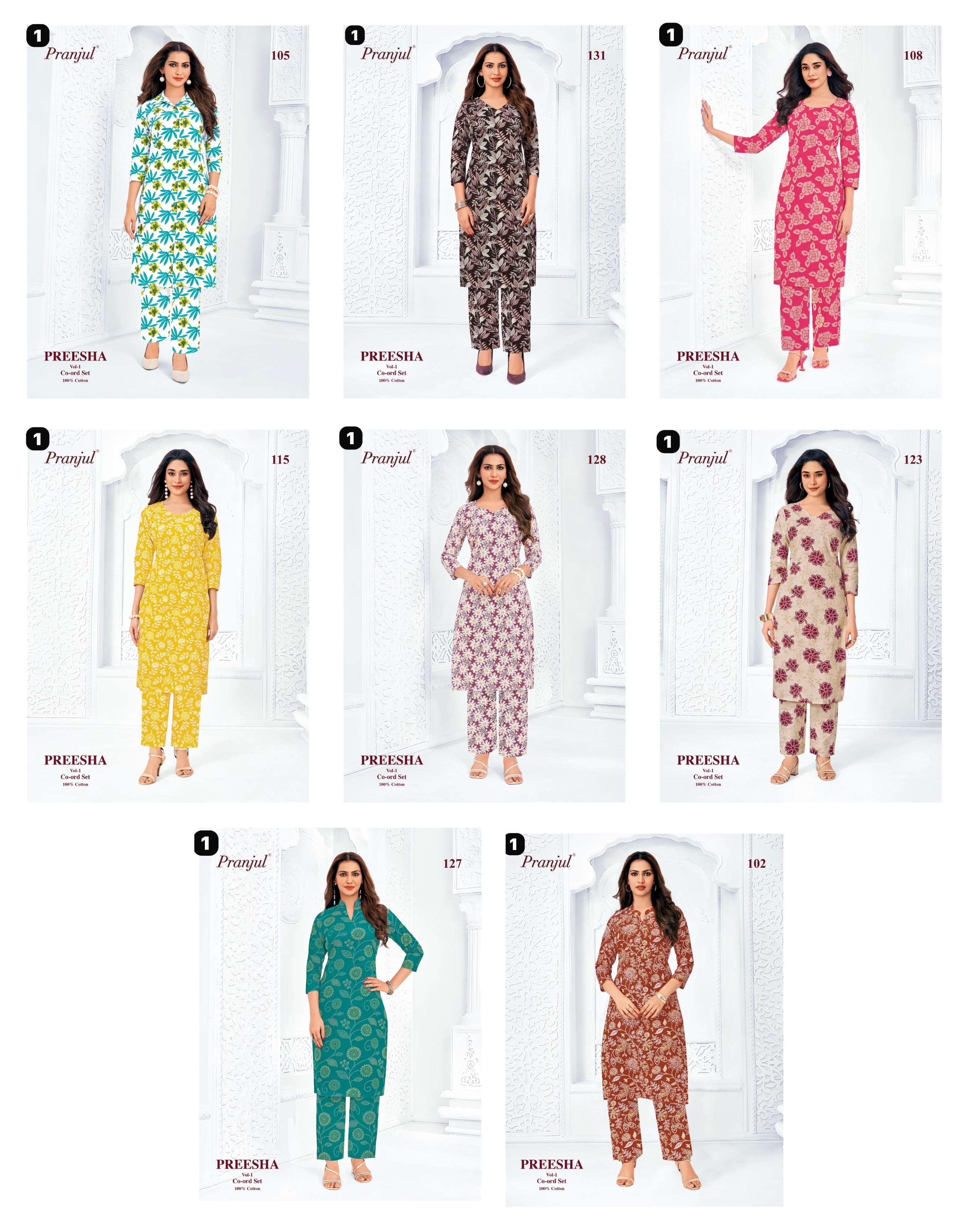  PRANJUL FASHION PREESHA VOL 1 COTTON PRINT LADIES KURTI WITH BOTTOM PAIR 