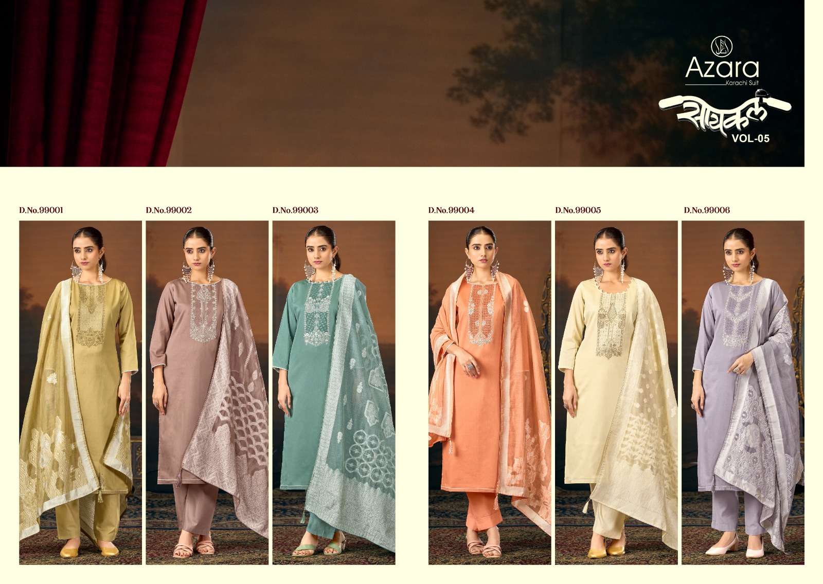 RADHIKA FASHION AZARA CYCLE VOL 6 JAM COTTON FANCY EMBROIDERY WORK SUIT