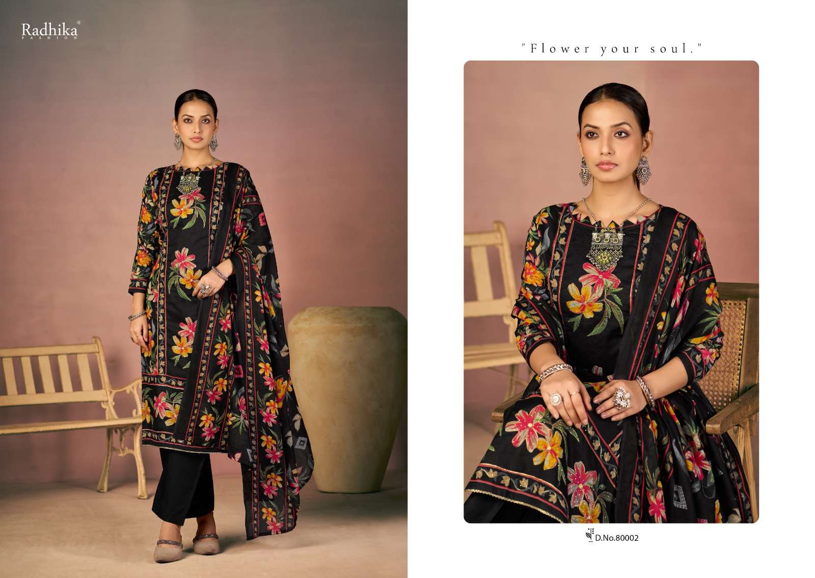 RADHIKA FASHION AZARA FLORA LAWN COTTON PRINT WITH FANCY WORK SUIT