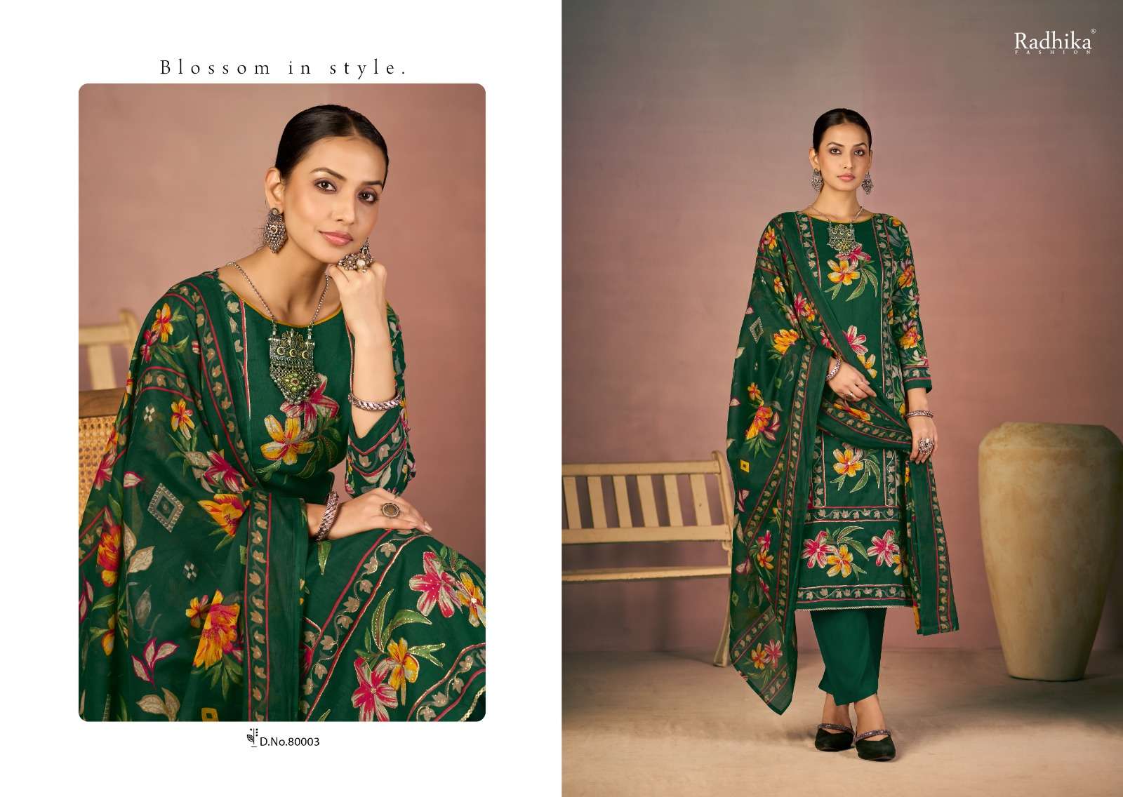 RADHIKA FASHION AZARA FLORA LAWN COTTON PRINT WITH FANCY WORK SUIT