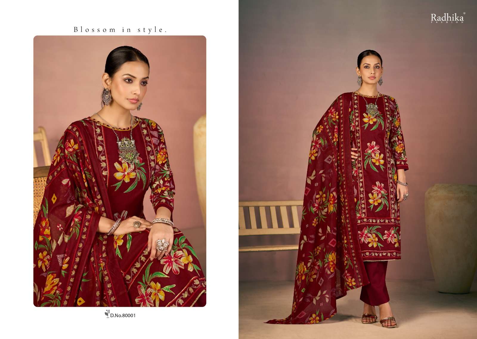 RADHIKA FASHION AZARA FLORA LAWN COTTON PRINT WITH FANCY WORK SUIT