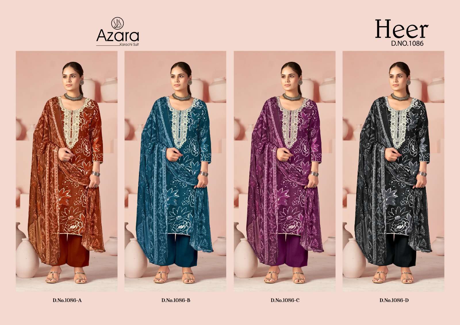 RADHIKA FASHION AZARA HEER COTTON DESIGNER PRINT WITH FANCY WORK SUIT