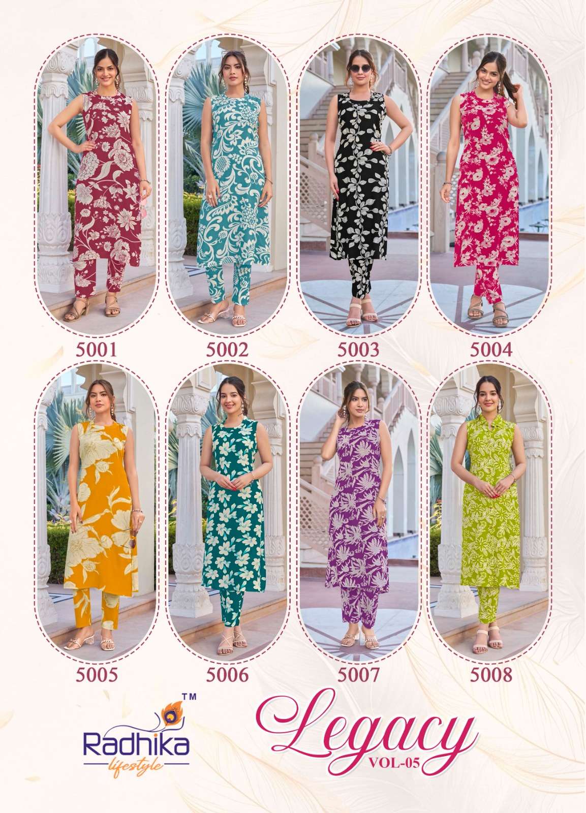 RADHIKA LIFESTYLE LEGACY VOL 5 RAYON PRINTED FANCY LADIES KURTI WITH BOTTOM PAIR 