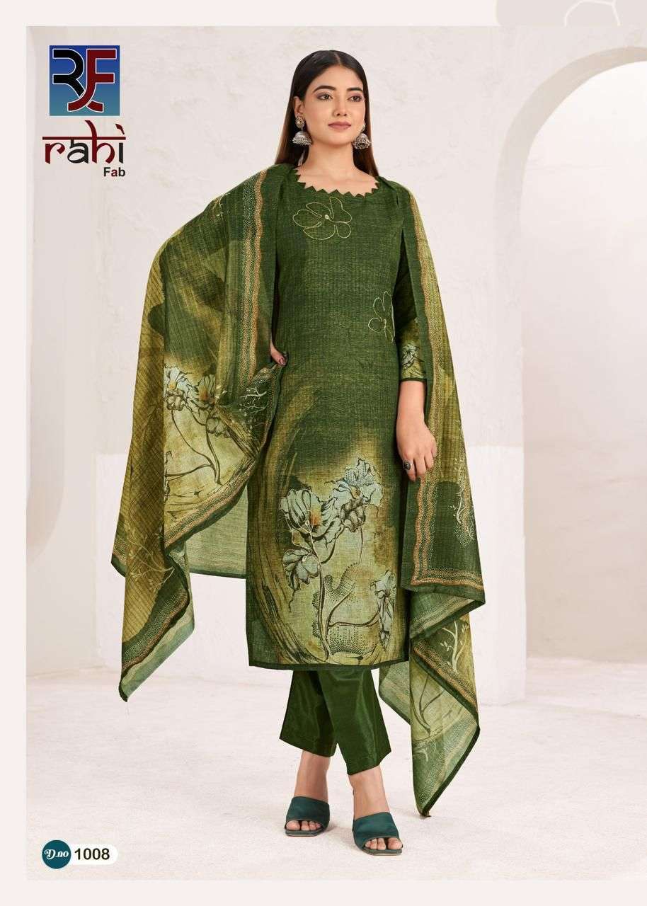 RAHI FAB RISING GOLD VOL 1 COTTON PRINTED WITH FANCY WORK SUIT