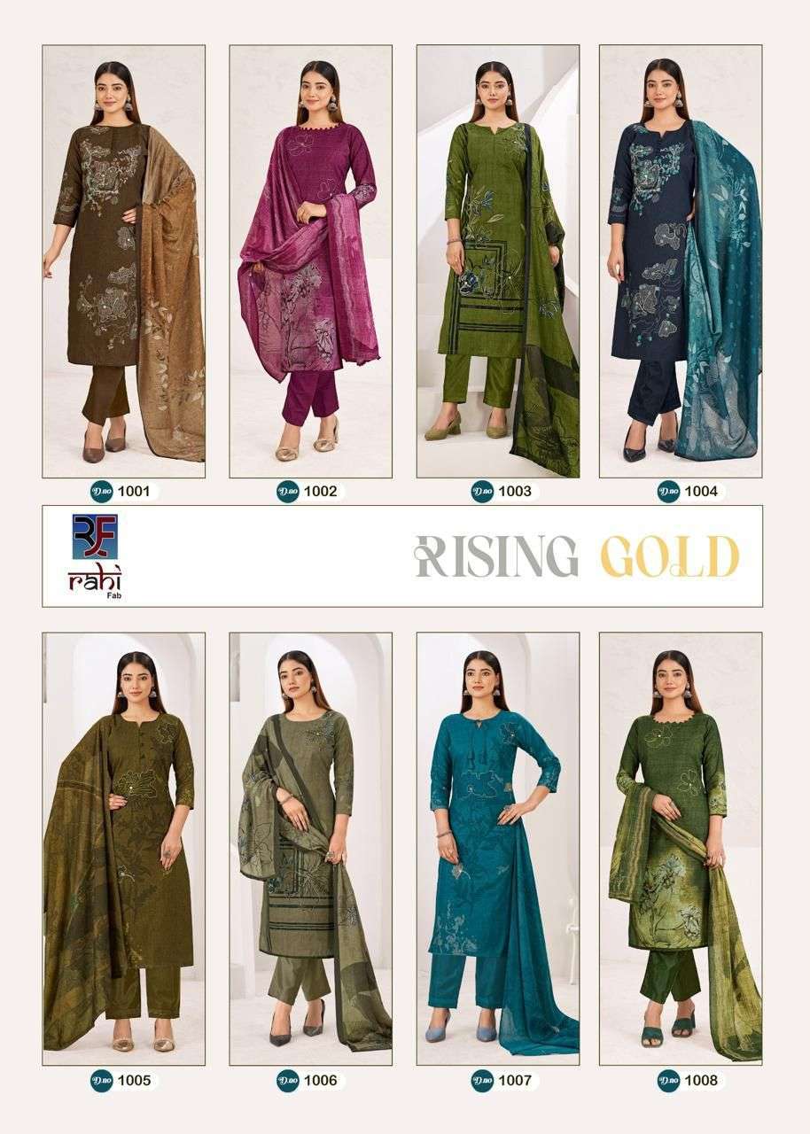 RAHI FAB RISING GOLD VOL 1 COTTON PRINTED WITH FANCY WORK SUIT