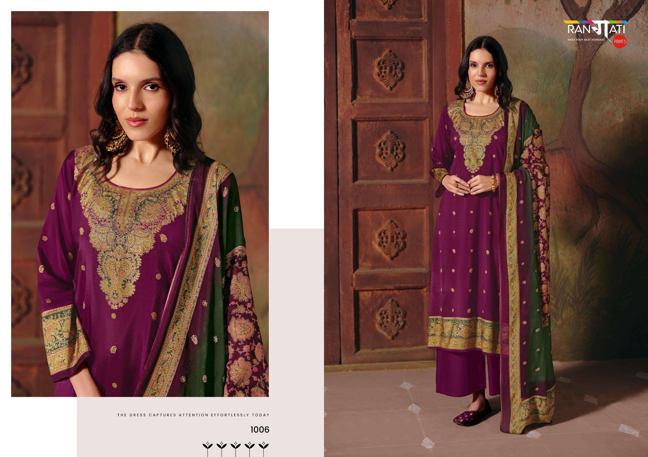 RANGATI PRINTS JAMAWAR VOL 2 VISCOSE DESIGNER WORK LADIES SUIT