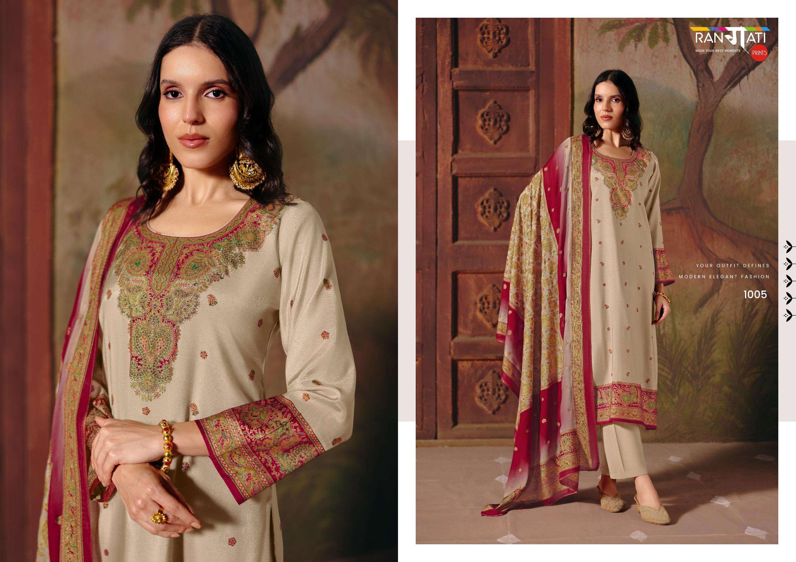 RANGATI PRINTS JAMAWAR VOL 2 VISCOSE DESIGNER WORK LADIES SUIT