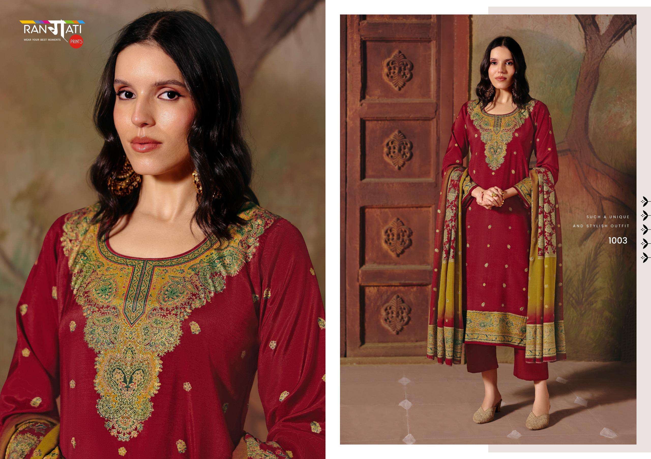 RANGATI PRINTS JAMAWAR VOL 2 VISCOSE DESIGNER WORK LADIES SUIT